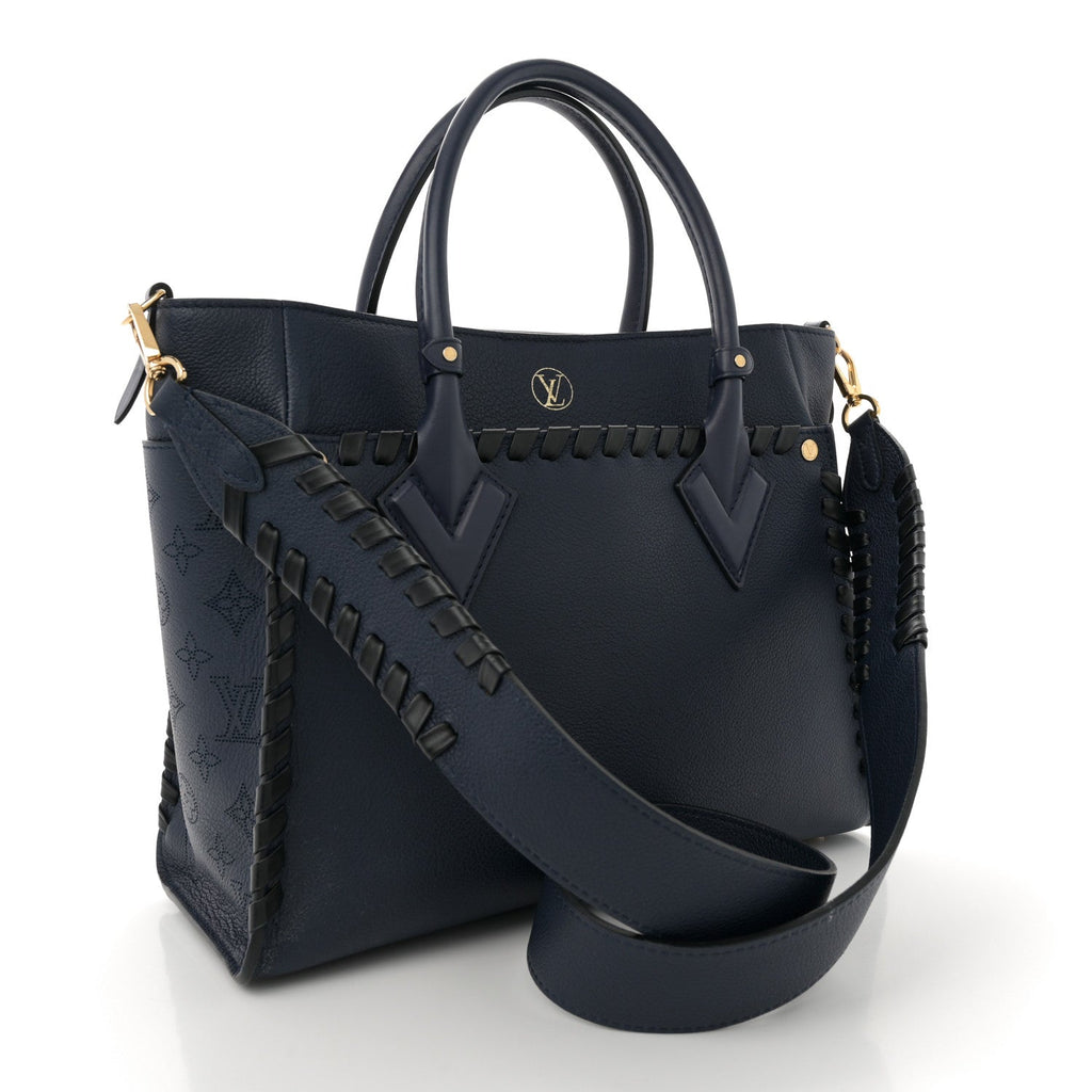 Calfskin Mahina Braided On My Side MM Navy Blue