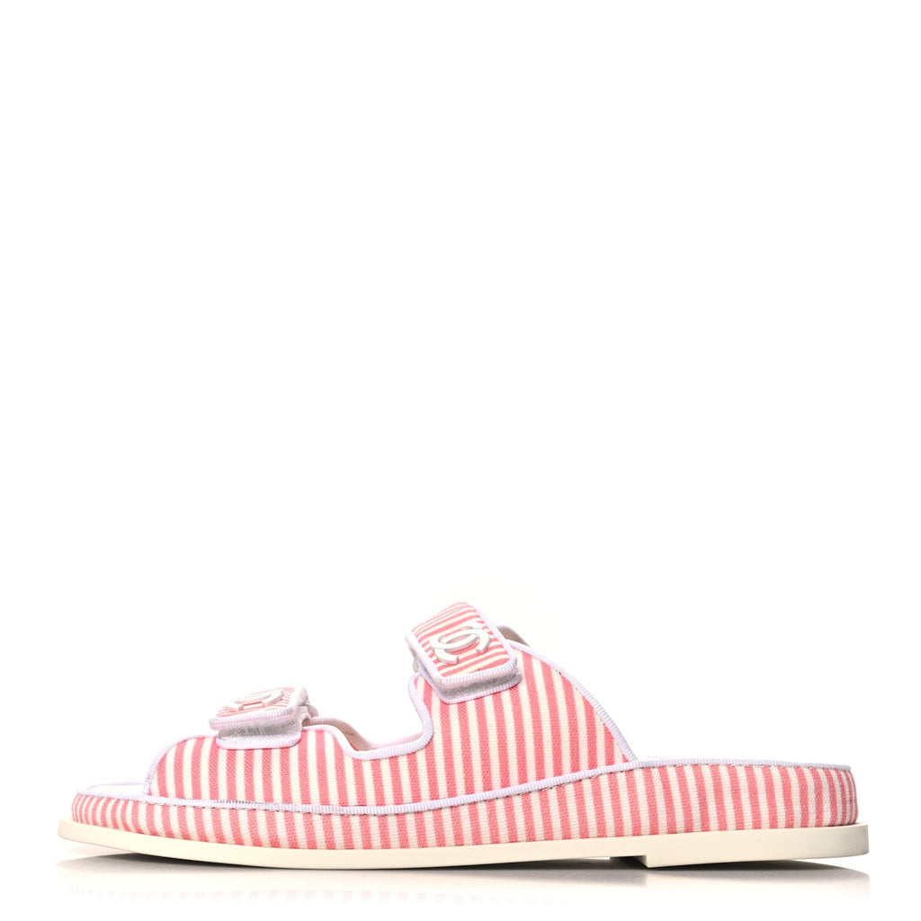 Printed Calfskin Velcro Dad Flat Mules 40 White Rose
