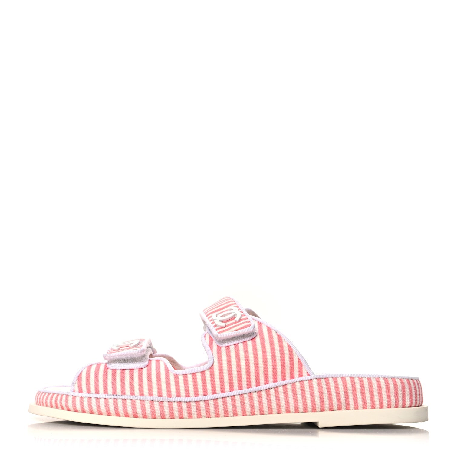 Printed Calfskin Velcro Dad Flat Mules 40 White Rose