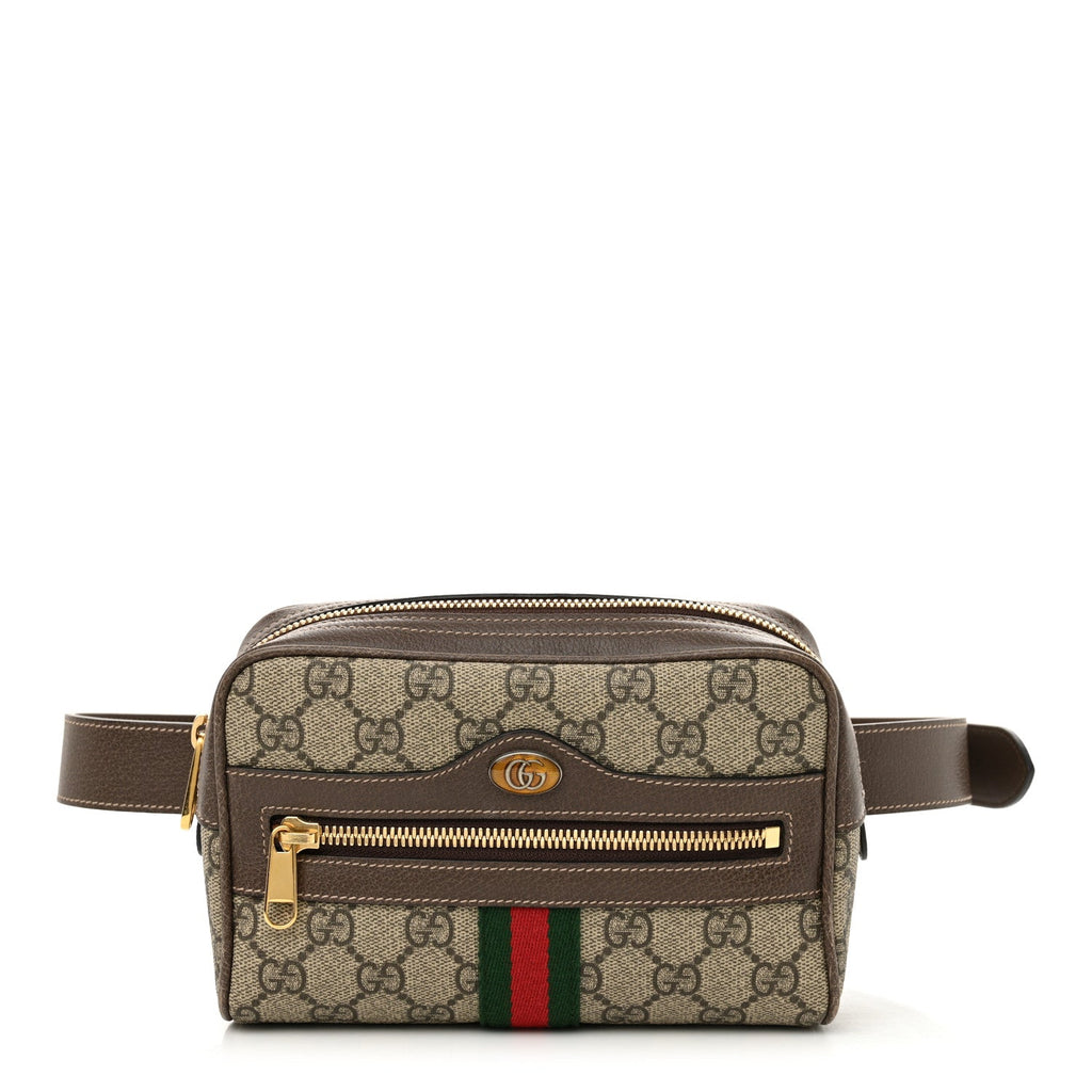 GG Supreme Monogram Web Small Ophidia Belt Bag 85 34 Dark Brown