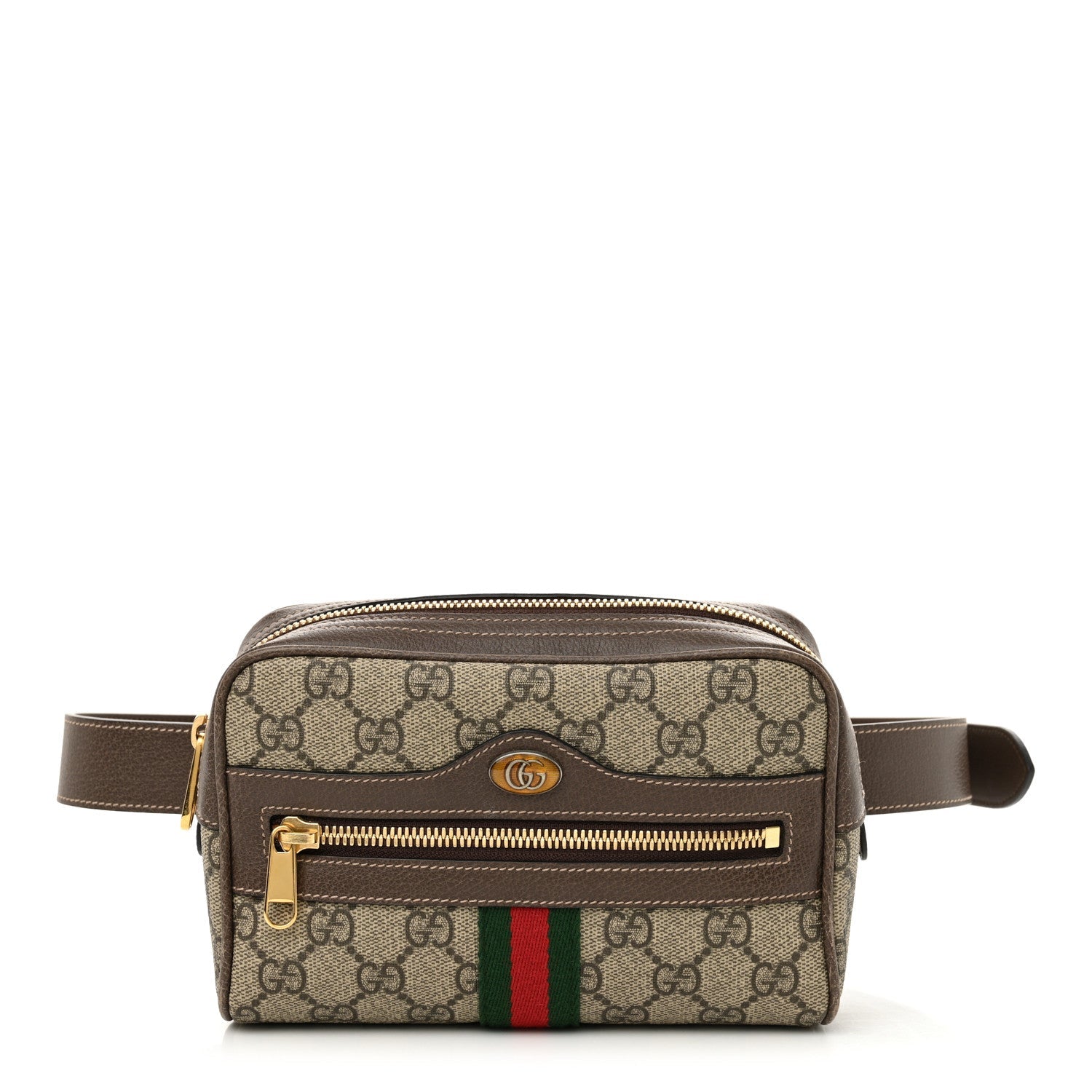 GG Supreme Monogram Web Small Ophidia Belt Bag 85 34 Dark Brown