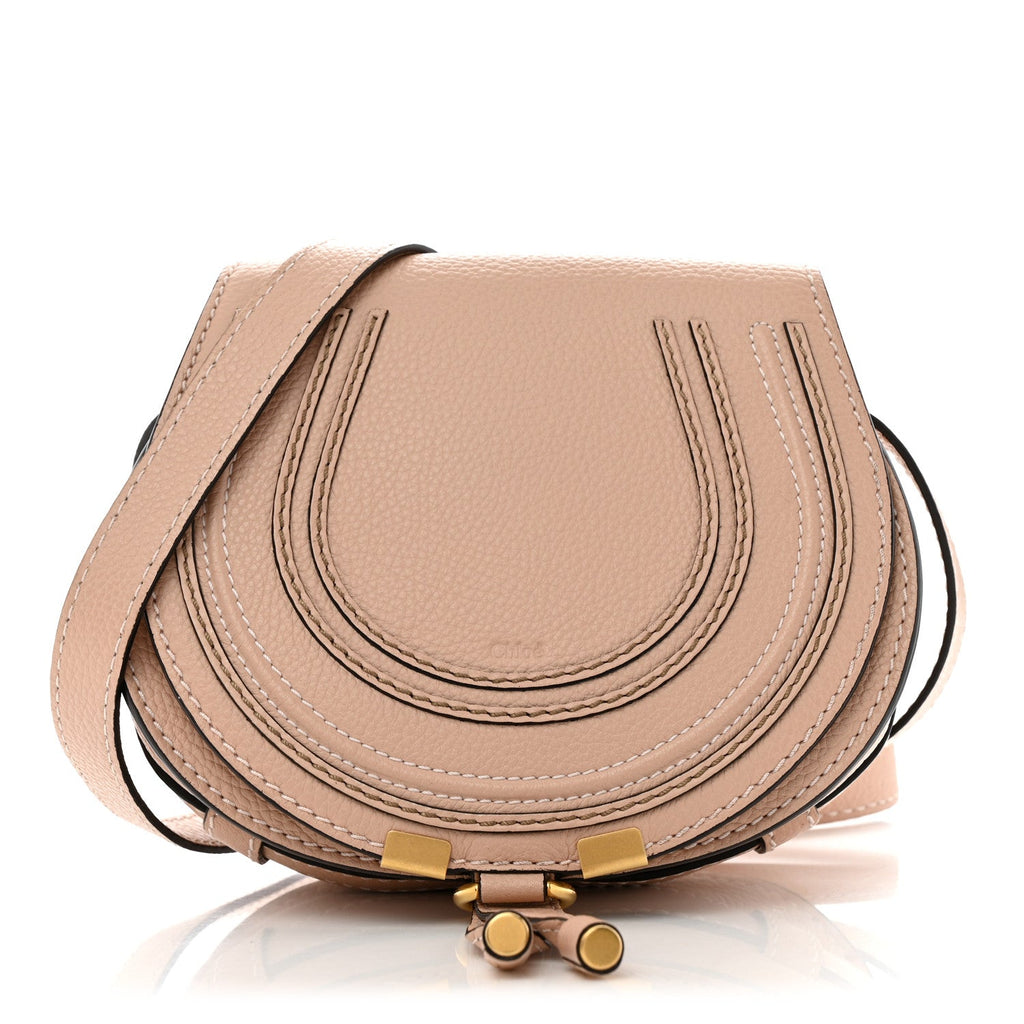 Grained Calfskin Small Marcie Saddle Bag Blush Nude