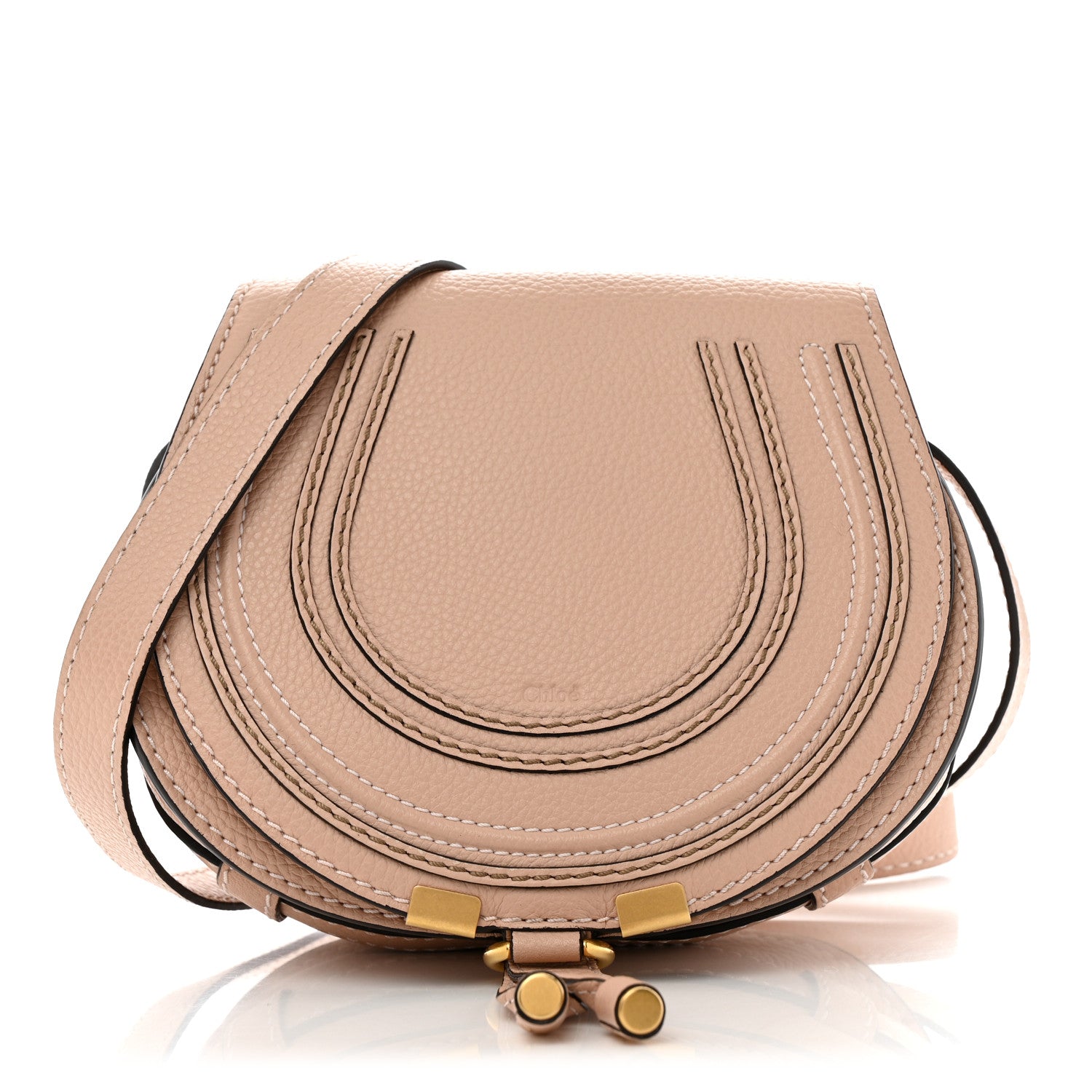 Grained Calfskin Small Marcie Saddle Bag Blush Nude