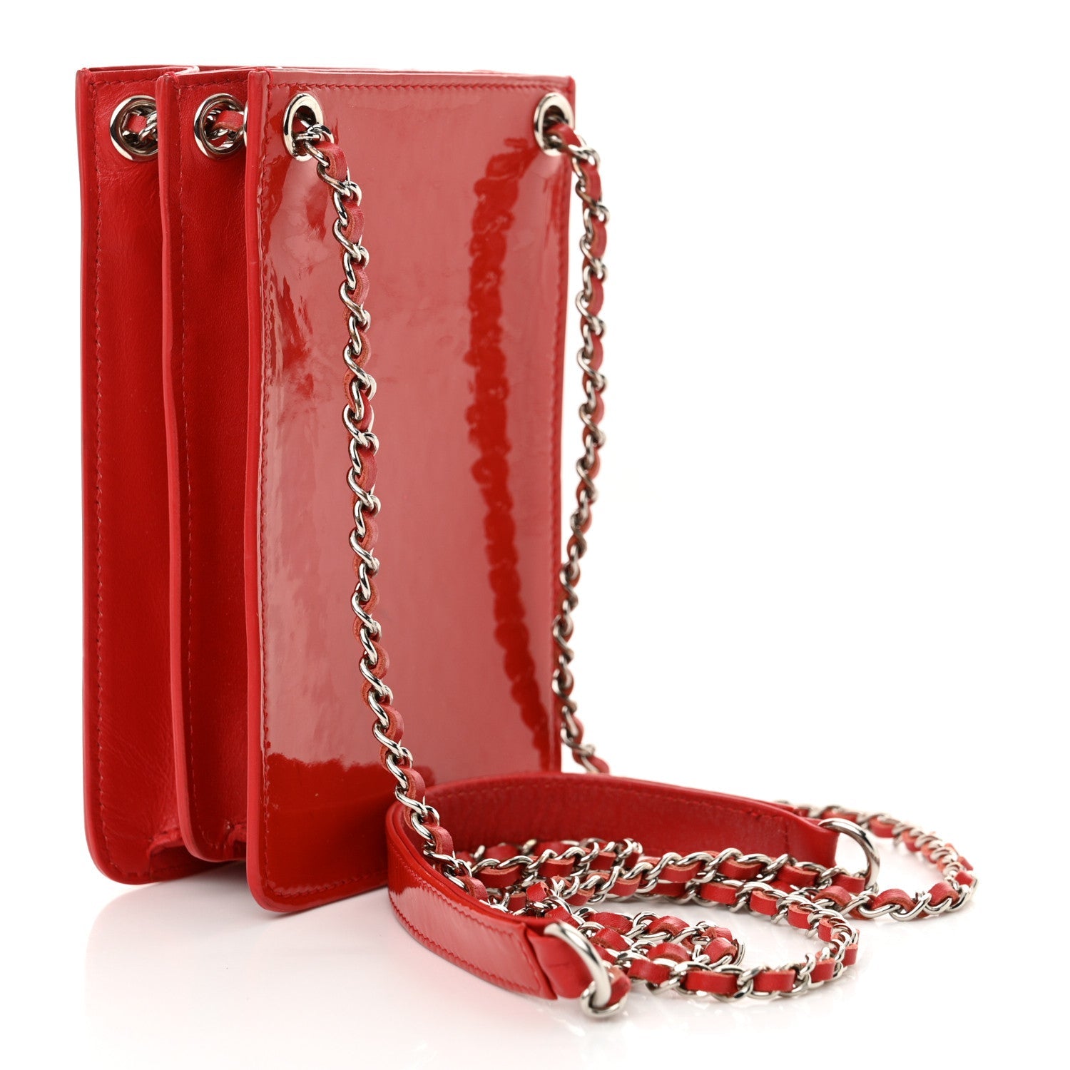 Patent Crossbody CC Phone Holder Red