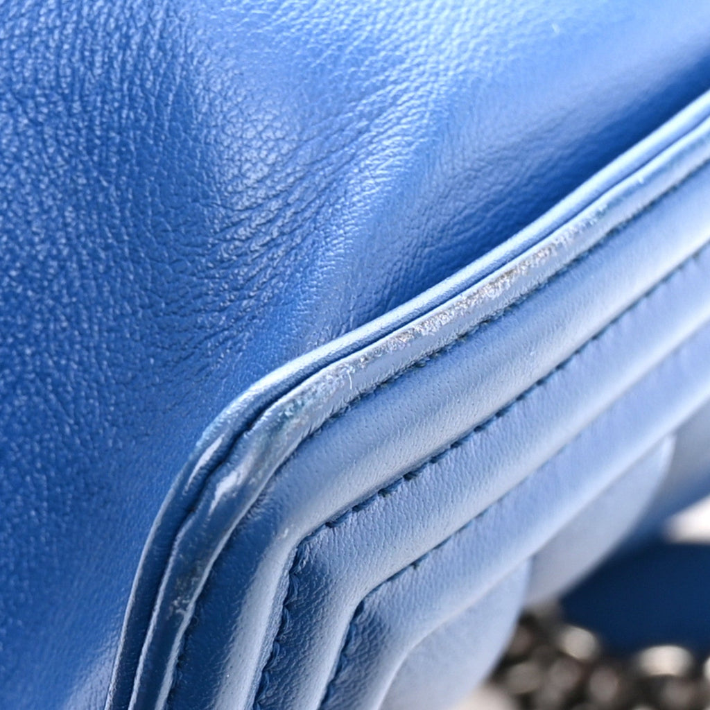 Calfskin Chevron Quilted Medium Boy Flap Blue