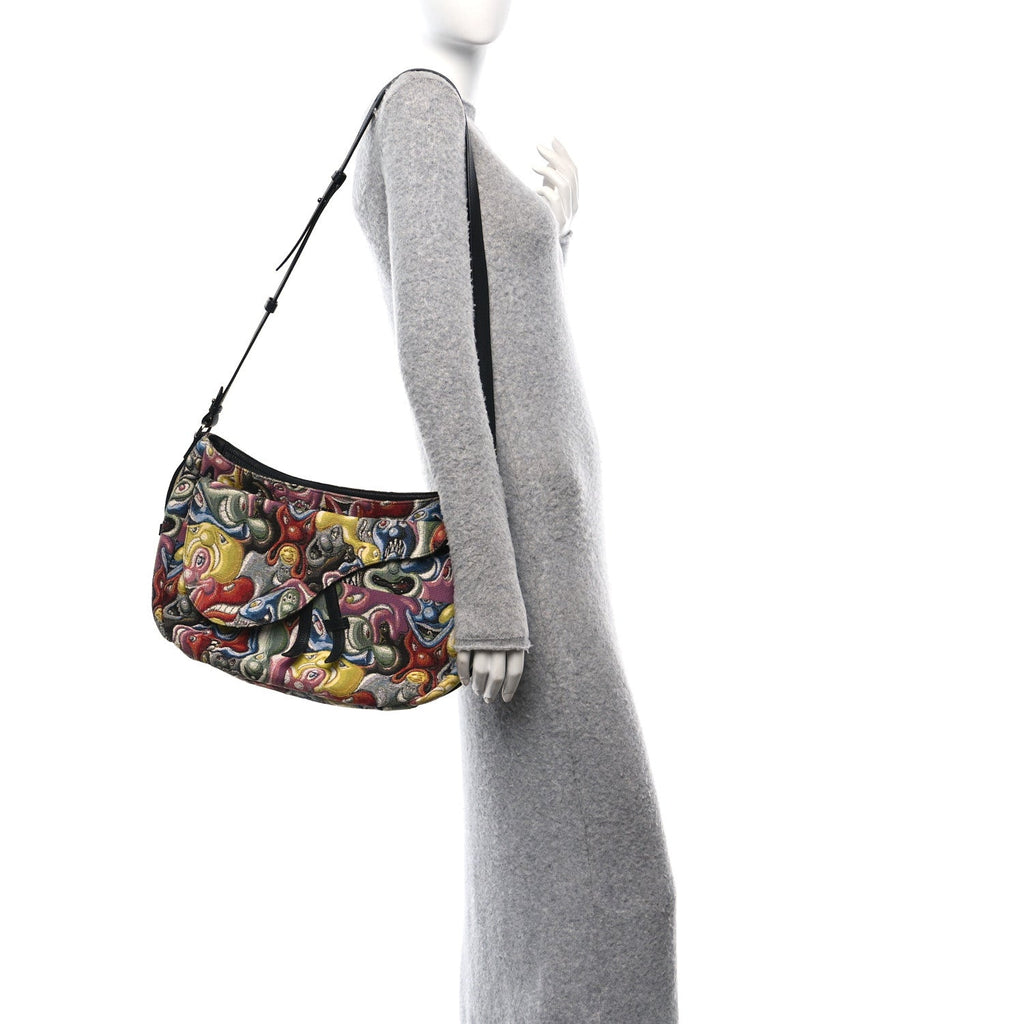 X KENNY SCHARF Jacquard Printed Soft Saddle Bag Multicolor