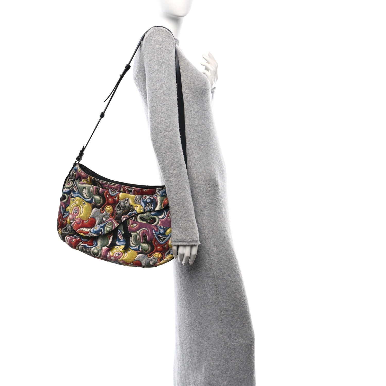 X KENNY SCHARF Jacquard Printed Soft Saddle Bag Multicolor