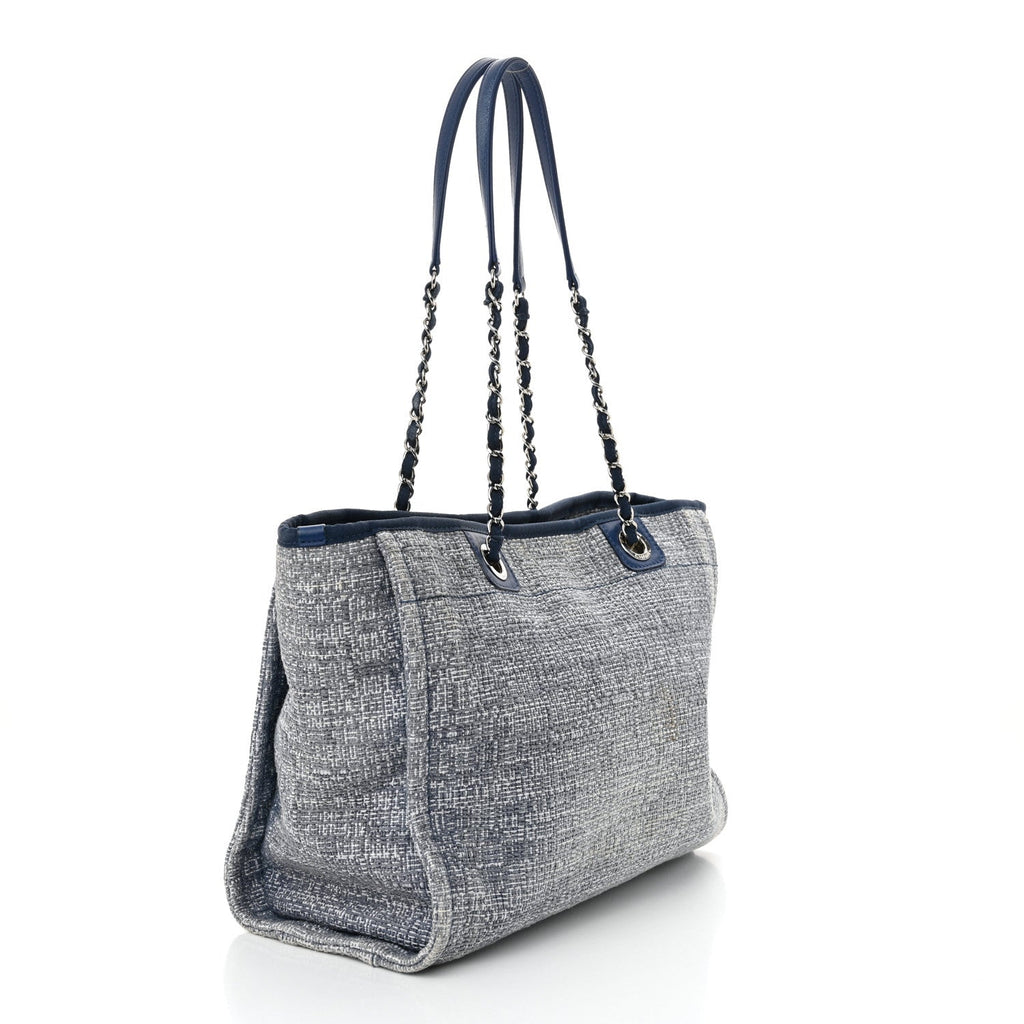 Woven Straw Raffia Small Deauville Tote Blue