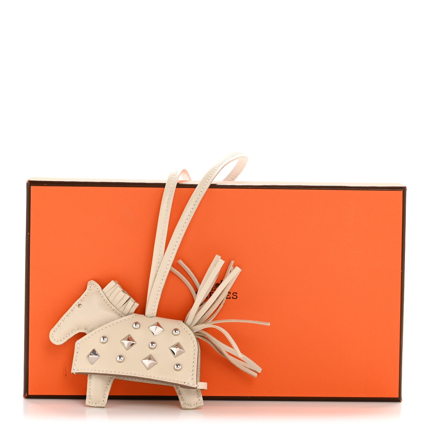 Milo Lambskin Studded Grigri Rodeo Robeo Rock Horse Bag Charm PM Craie