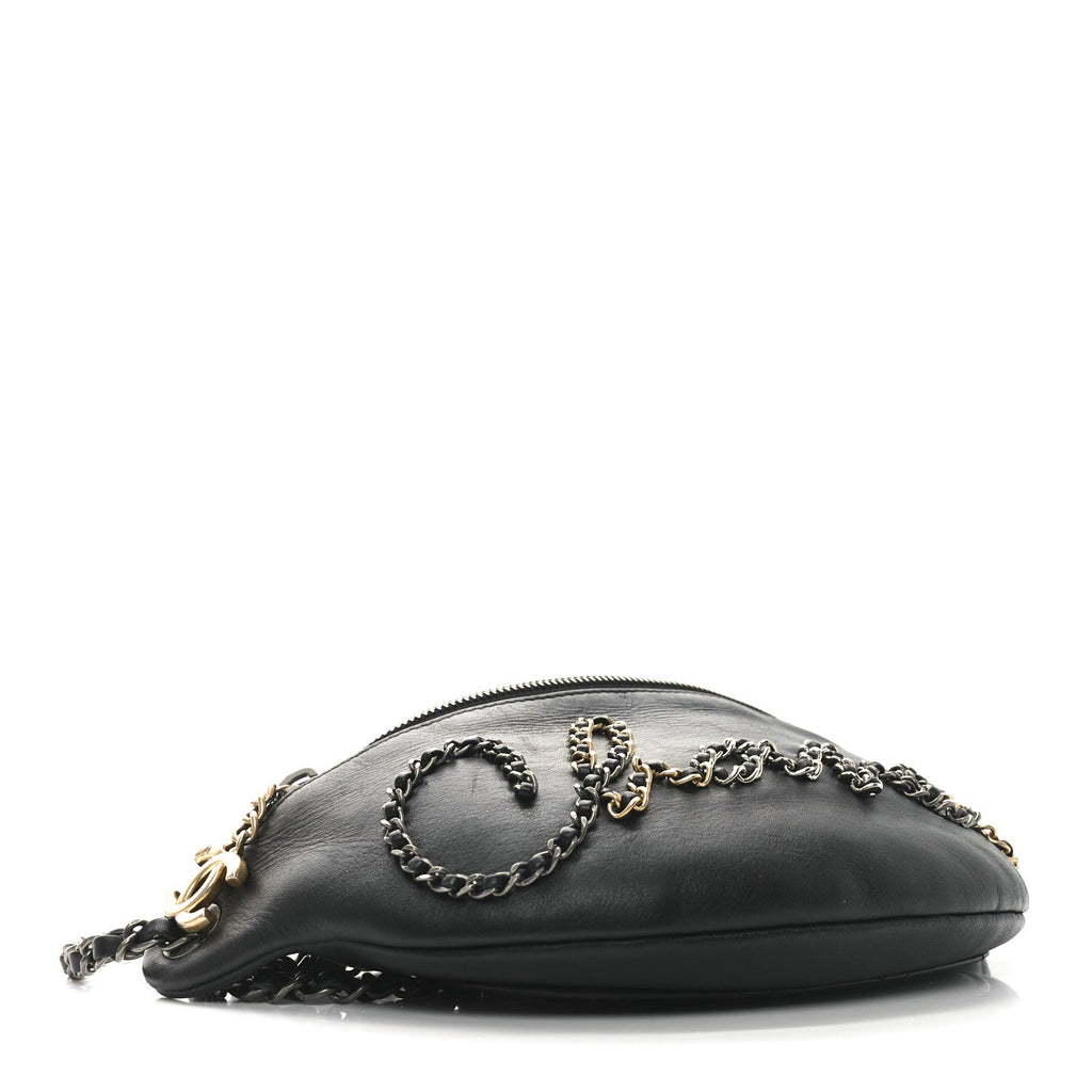Calfskin Chain 20s Signe Waist Bag Black