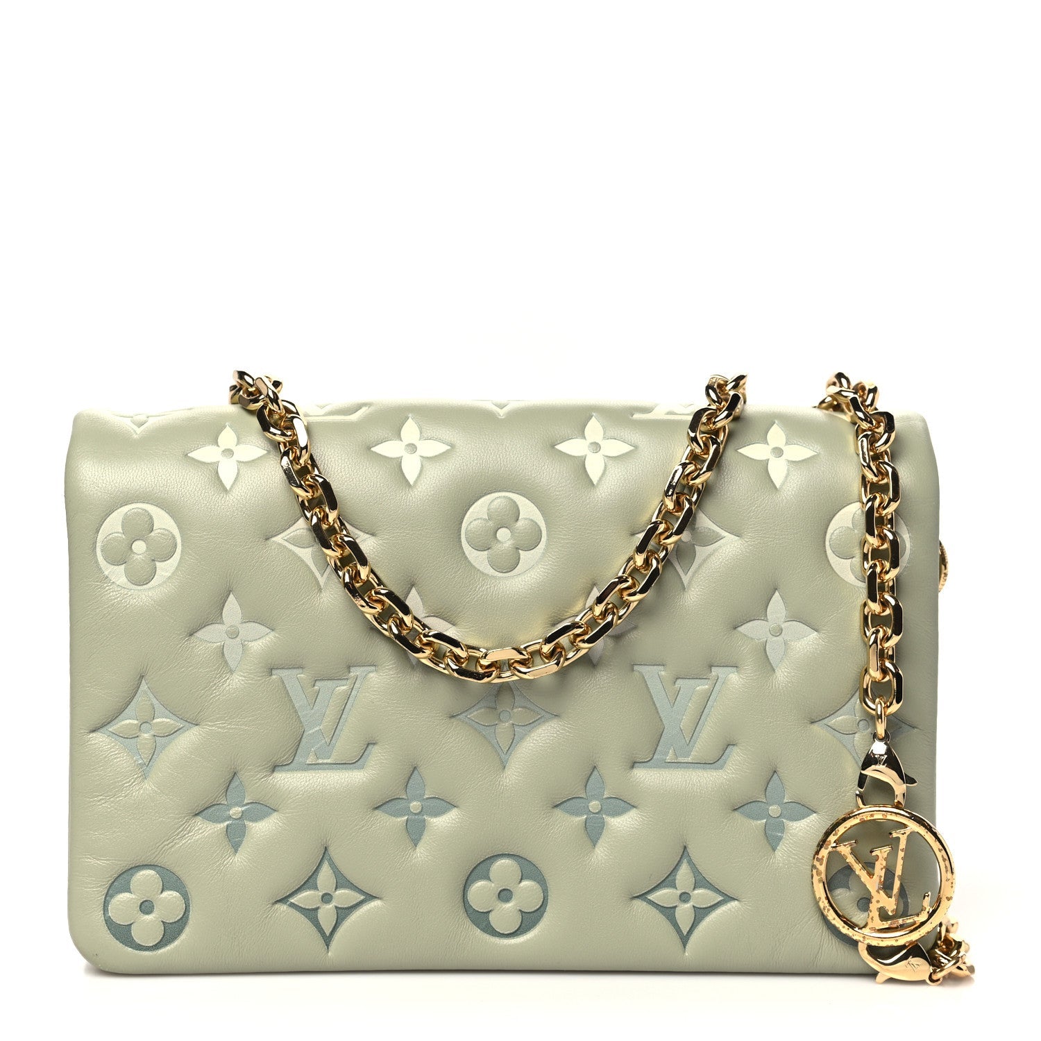 Lambskin Embossed Monogram Pochette Coussin Green