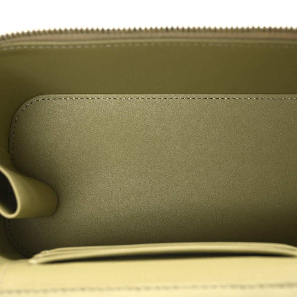Lambskin Quilted Small Top Handle Vanity Case With Chain Light Green