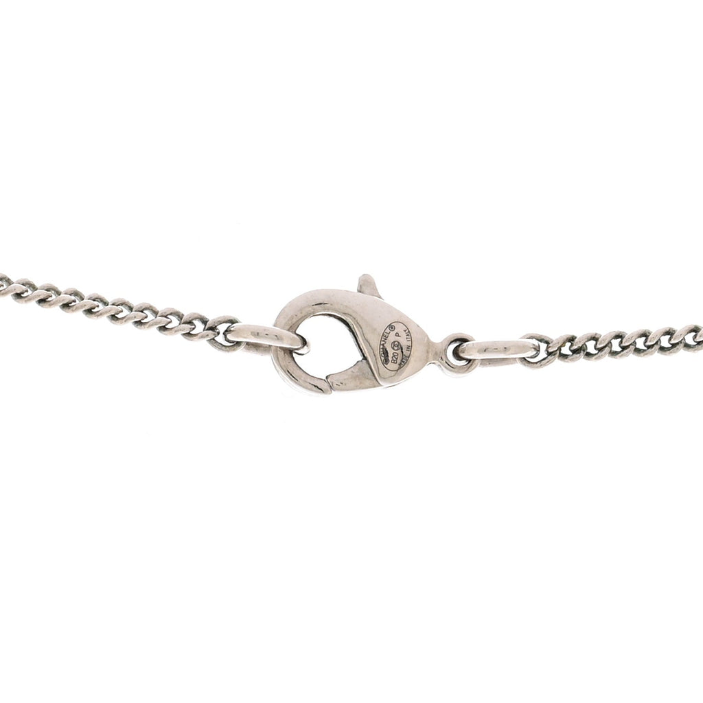 Crystal CC Star Pearl Drop Necklace Silver