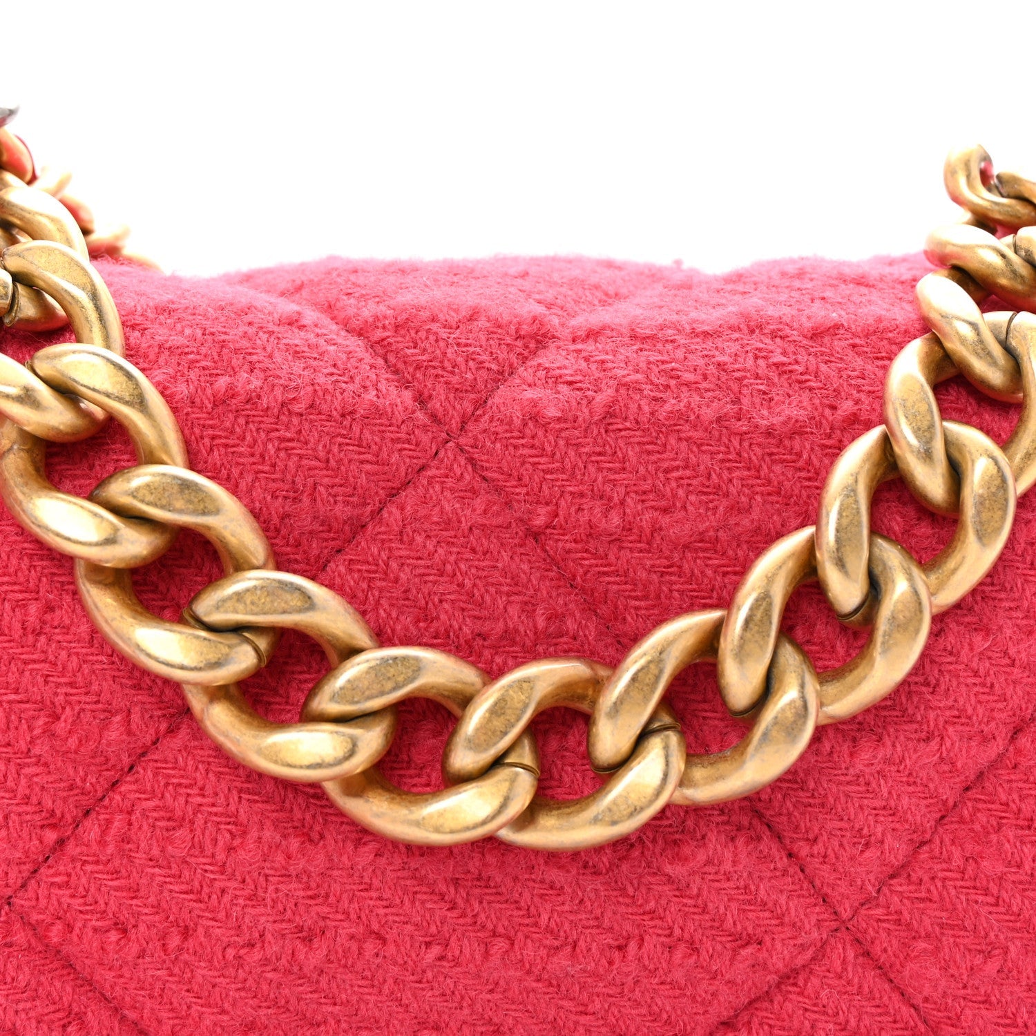 Tweed Quilted Large Chanel 19 Flap Pink