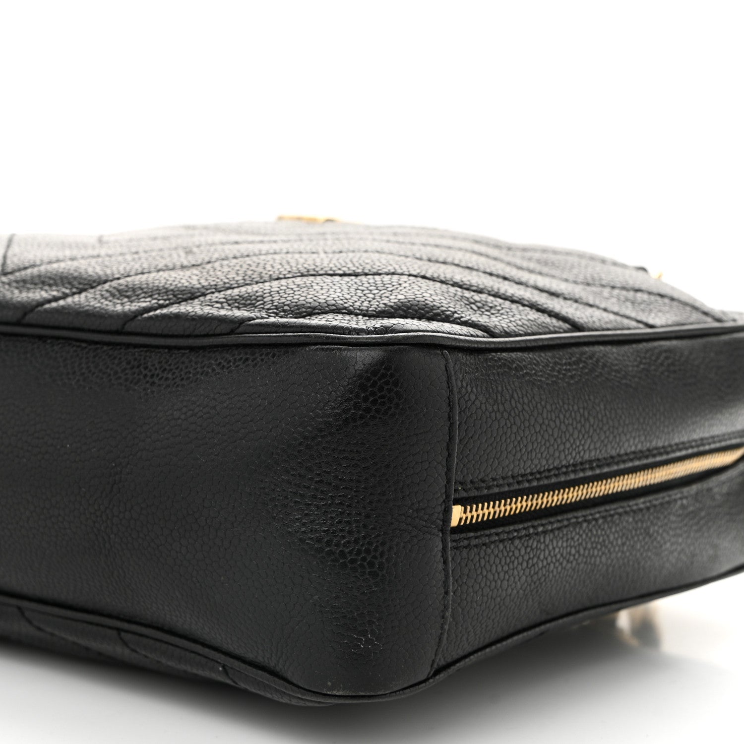 Caviar Chevron Quilted Camera Case Black