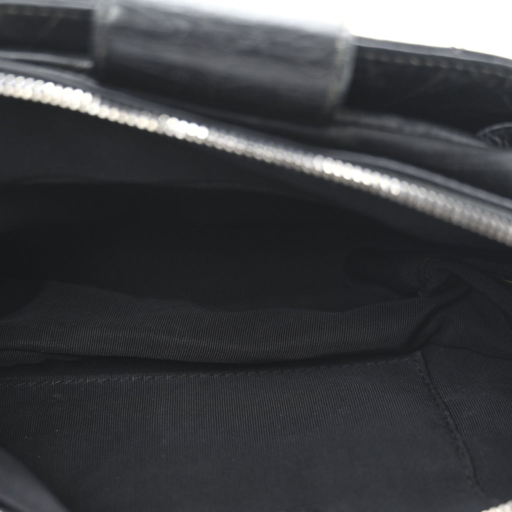 Crumpled Calfskin Quilted Casual Rock Waist Bag Fanny Pack Black