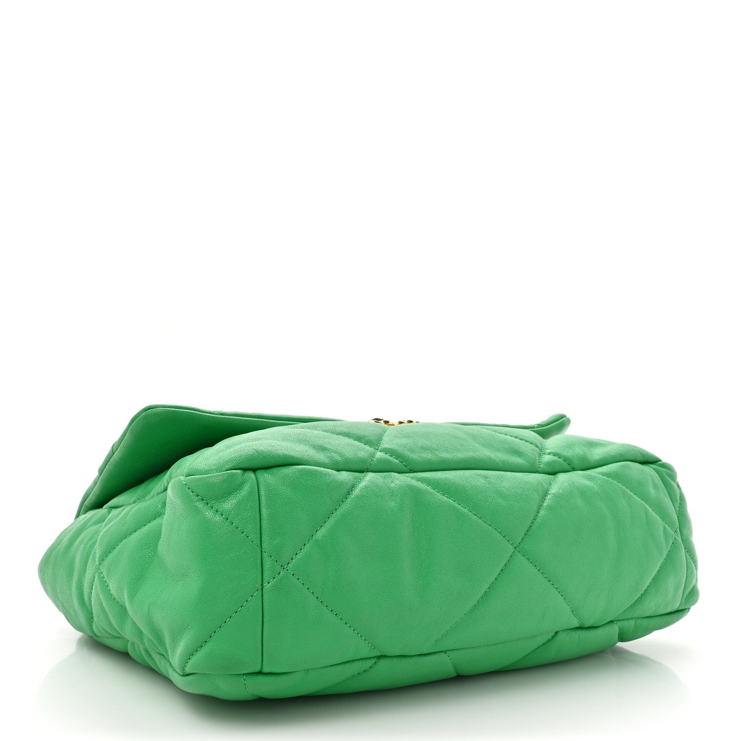 Goatskin Quilted Large Chanel 19 Flap Green