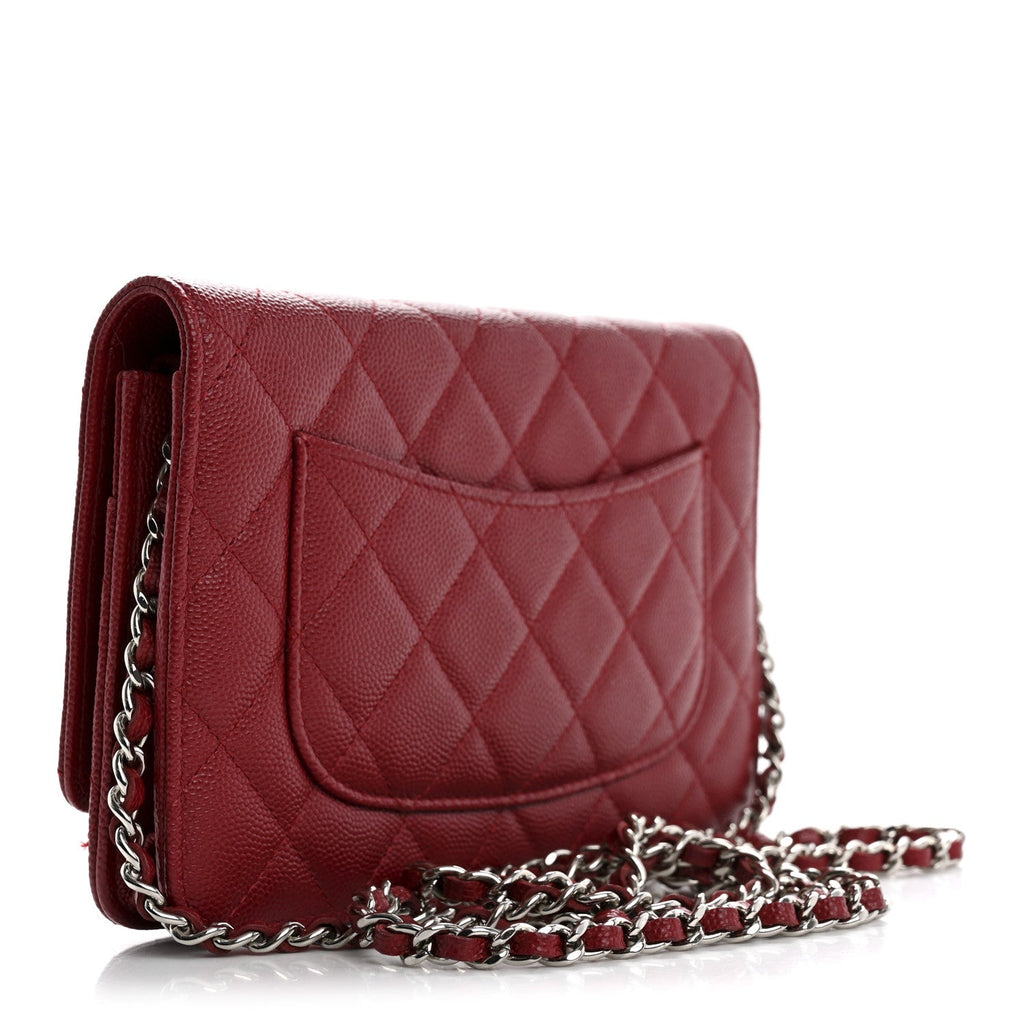 Caviar Quilted Wallet on Chain WOC Red