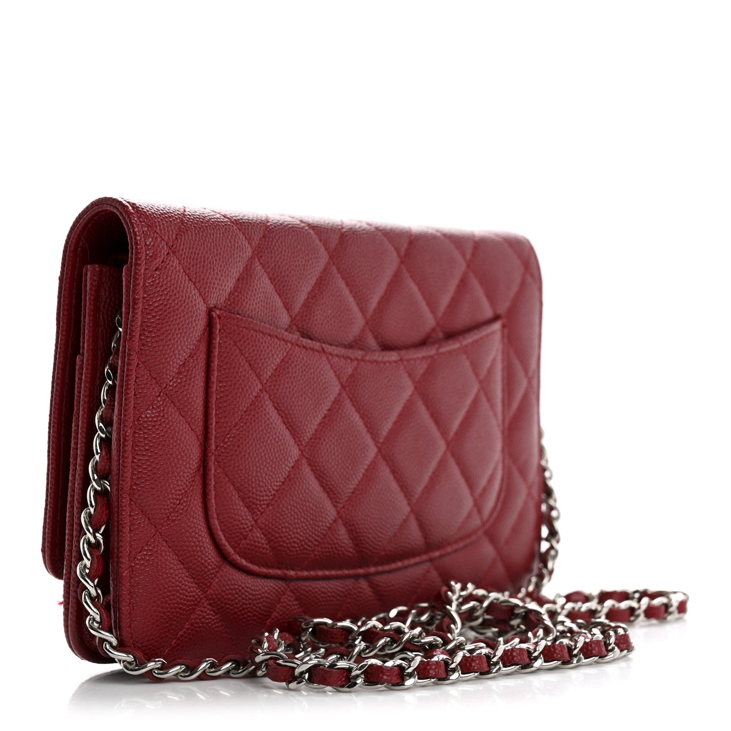 Caviar Quilted Wallet on Chain WOC Red