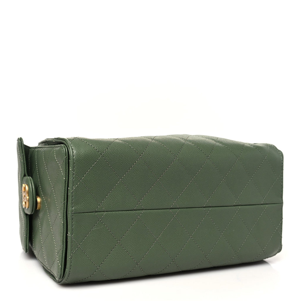 Caviar Quilted Small Chanel 25 Handbag Khaki