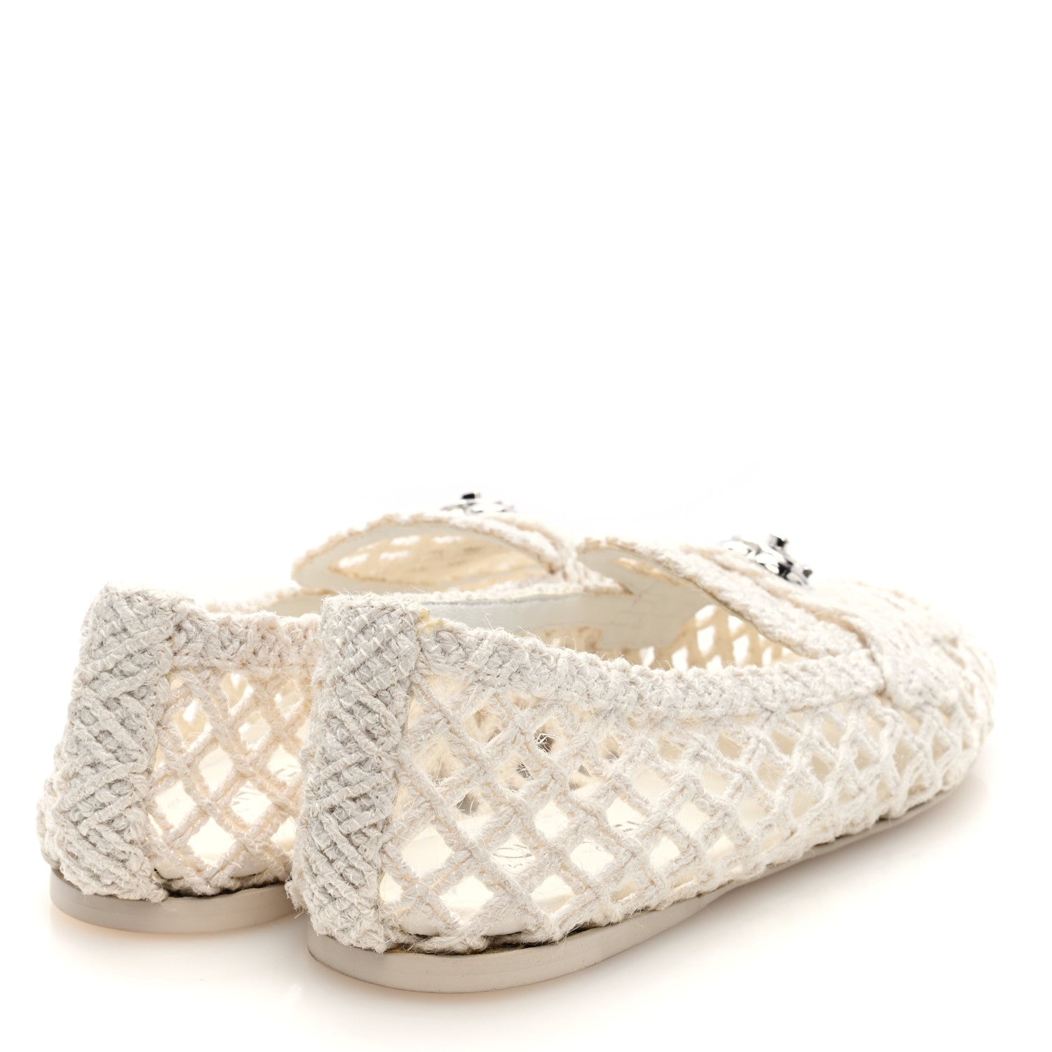 Cord Braided CC Mocassin Loafers 39.5 White