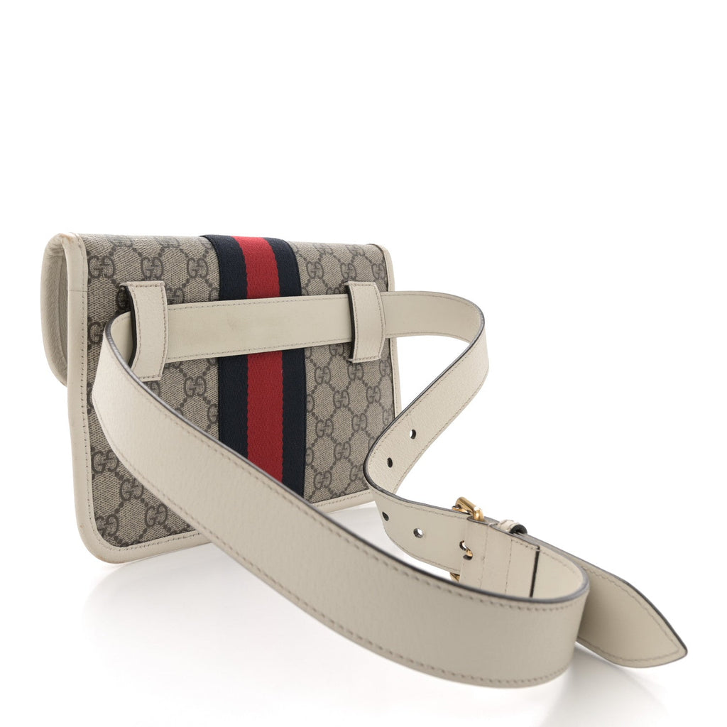 GG Supreme Monogram Web Small Ophidia Belt Bag 90 36 Beige Ebony White