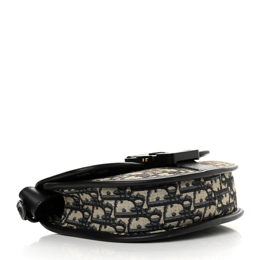 Oblique Grained Calfskin Mini Gallop Bag With Strap Black Beige