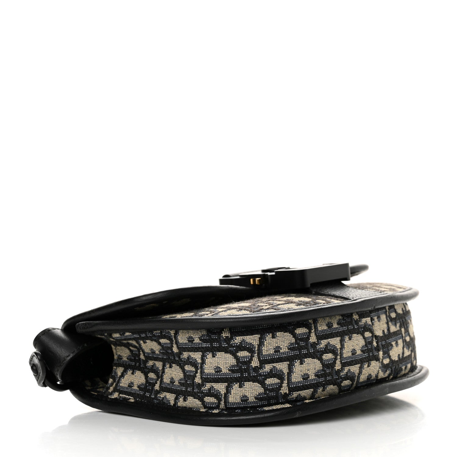 Oblique Grained Calfskin Mini Gallop Bag With Strap Black Beige