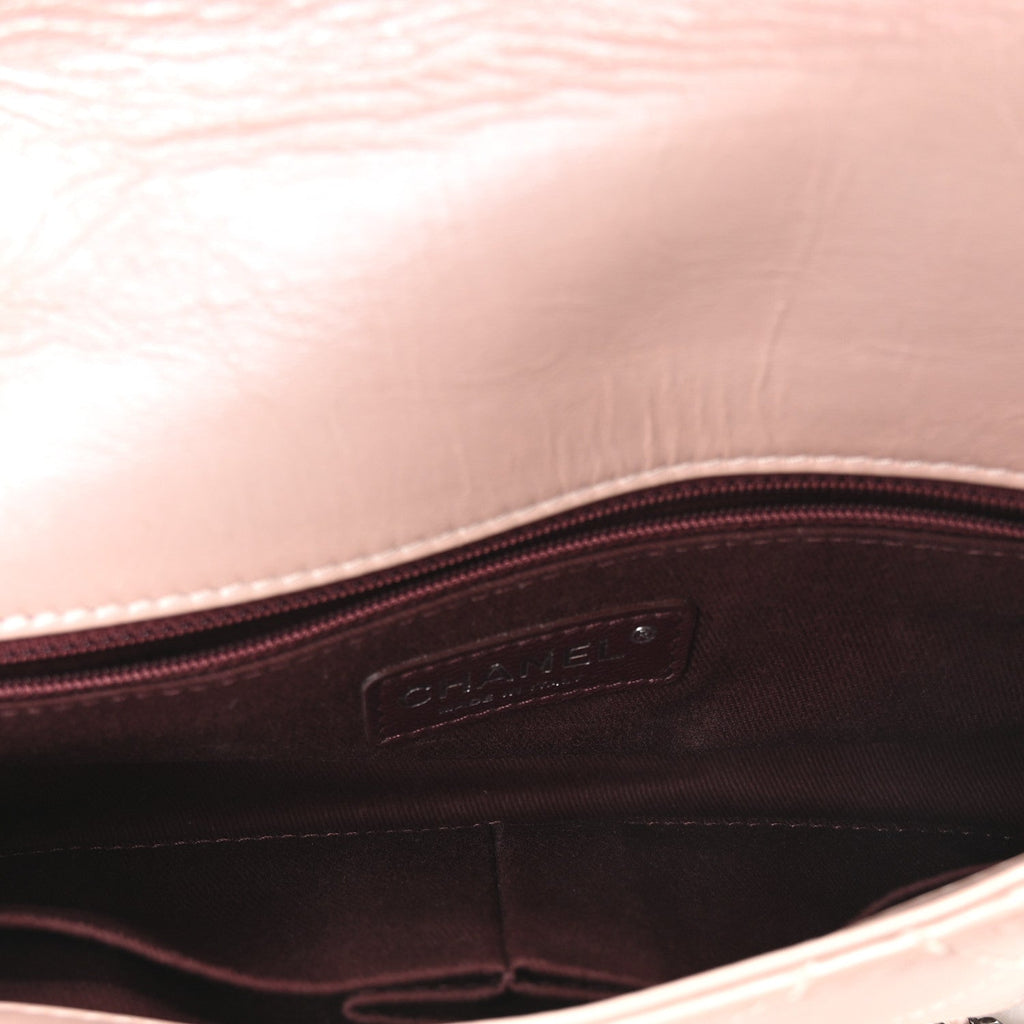 Glazed Calfskin Quilted Coco Pleats Flap Pink