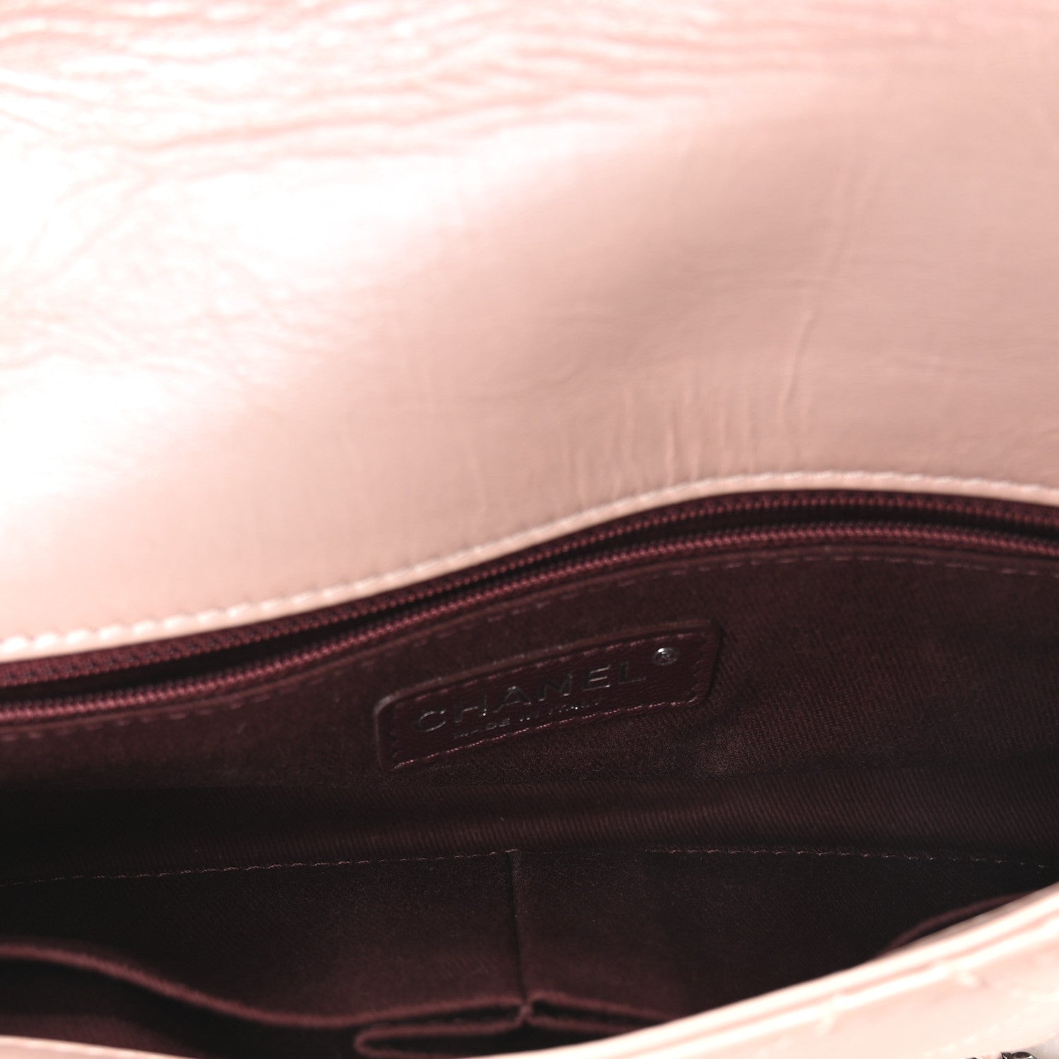 Glazed Calfskin Quilted Coco Pleats Flap Pink