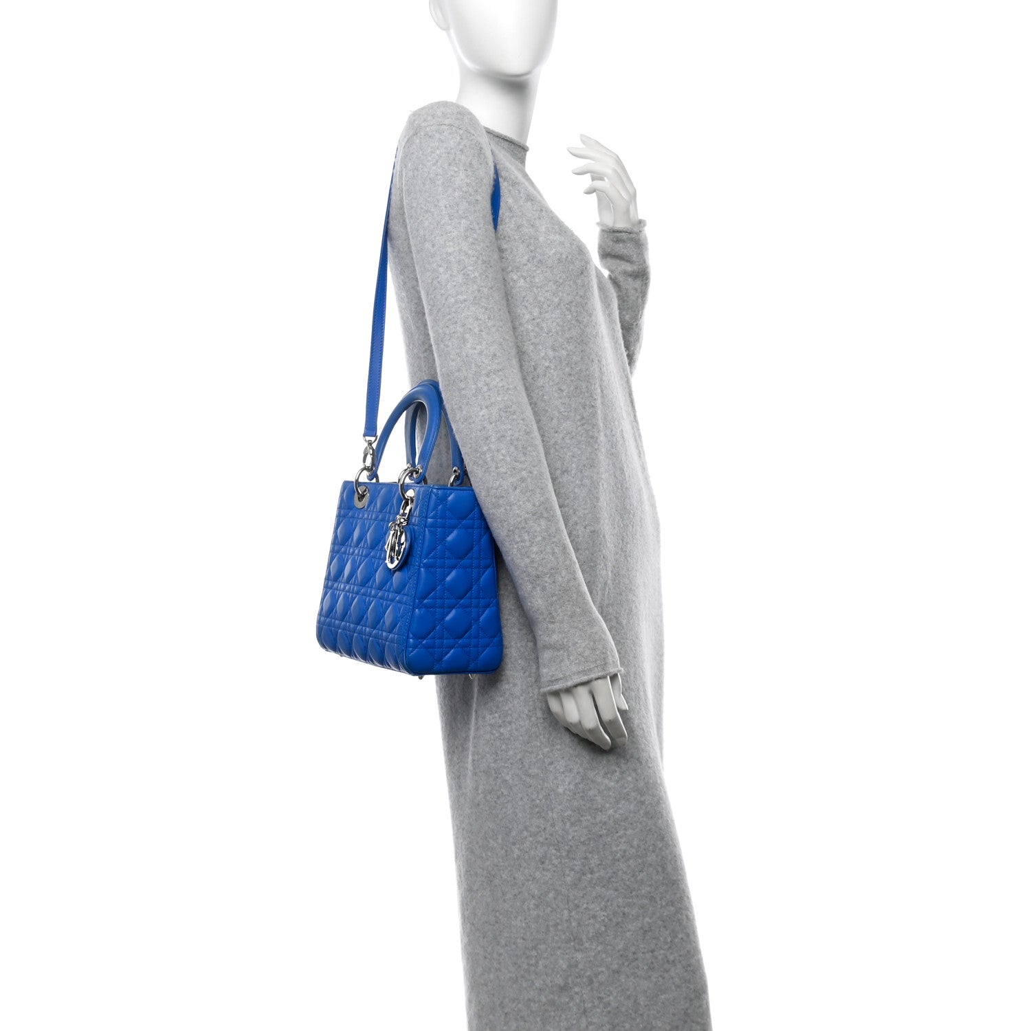 Lambskin Cannage Medium Lady Dior Blue