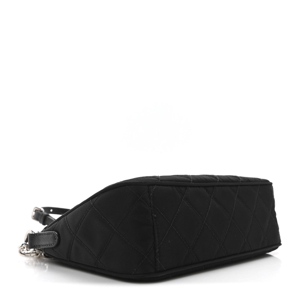 Nylon Tessuto Impuntu Quilted Crossbody Bag Black