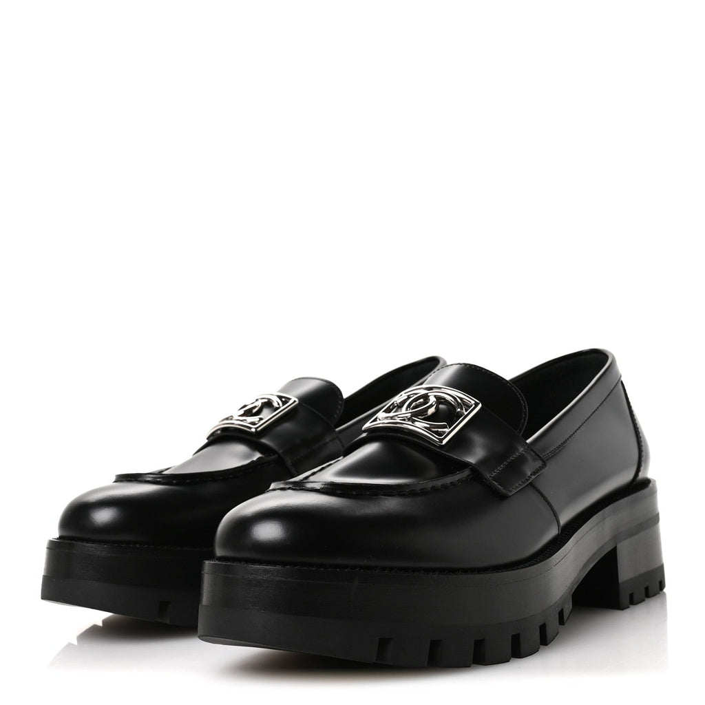 Calfskin Metal CC Loafers 40 Black