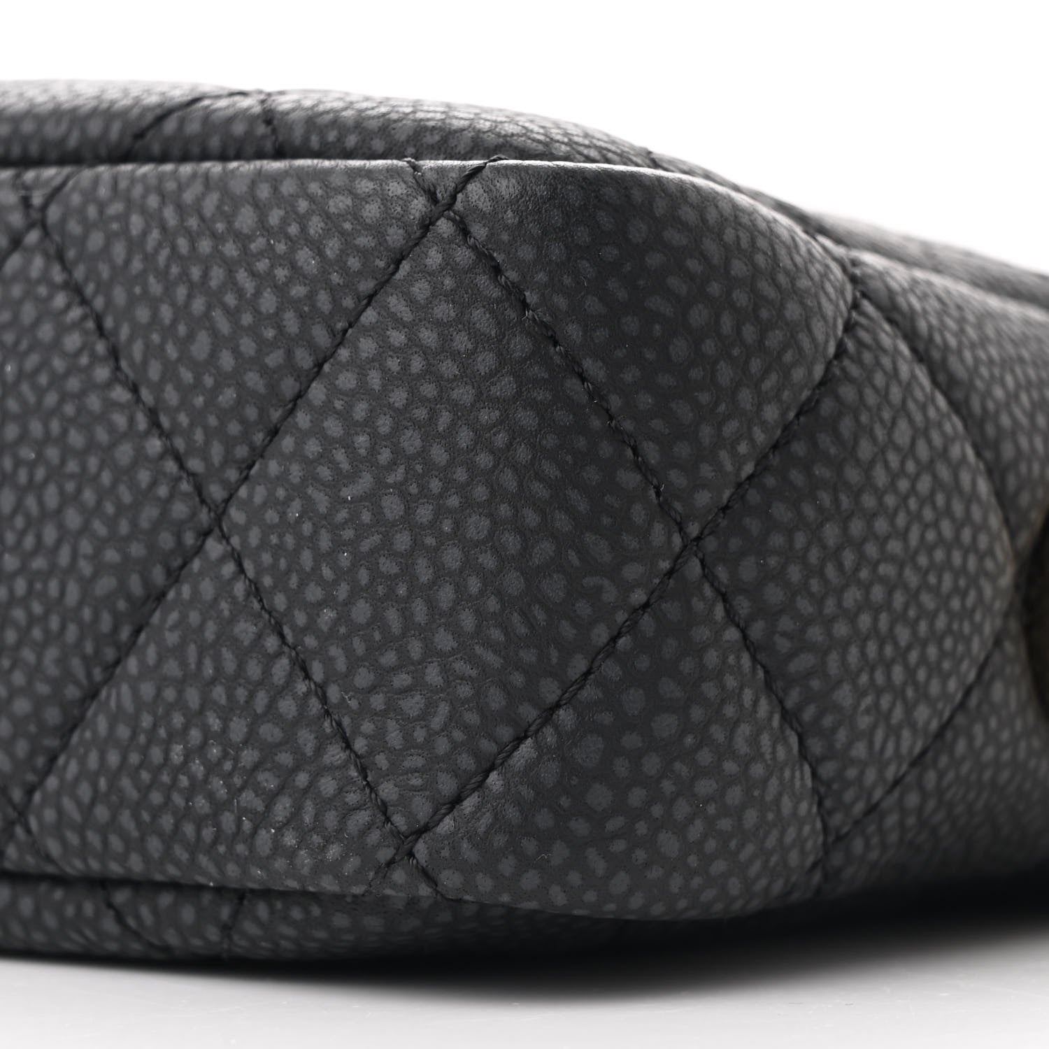 Iridescent Caviar Quilted Mini Coco Tassel Camera Case Black