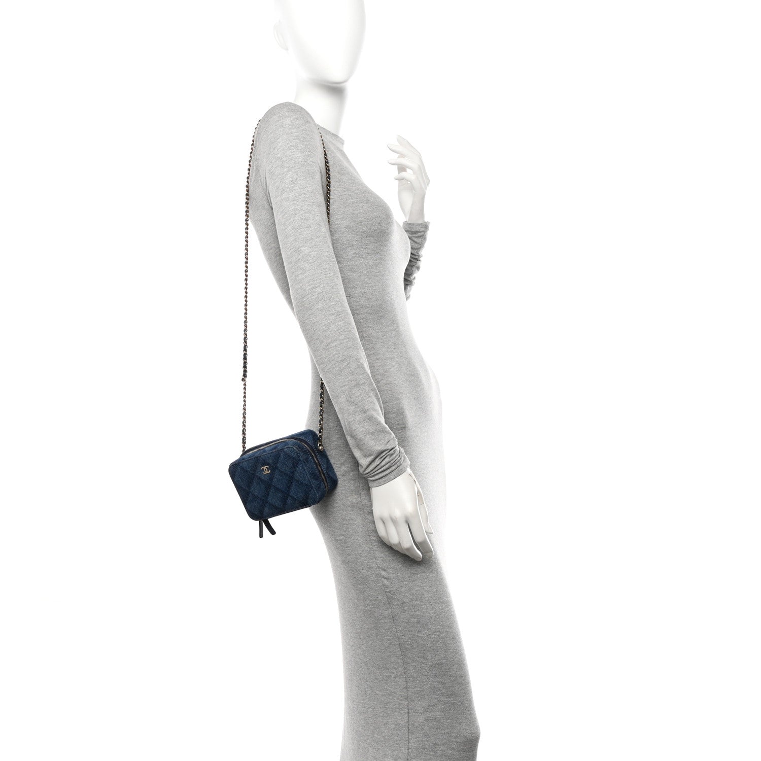 Printed Denim CC Camera Case Blue