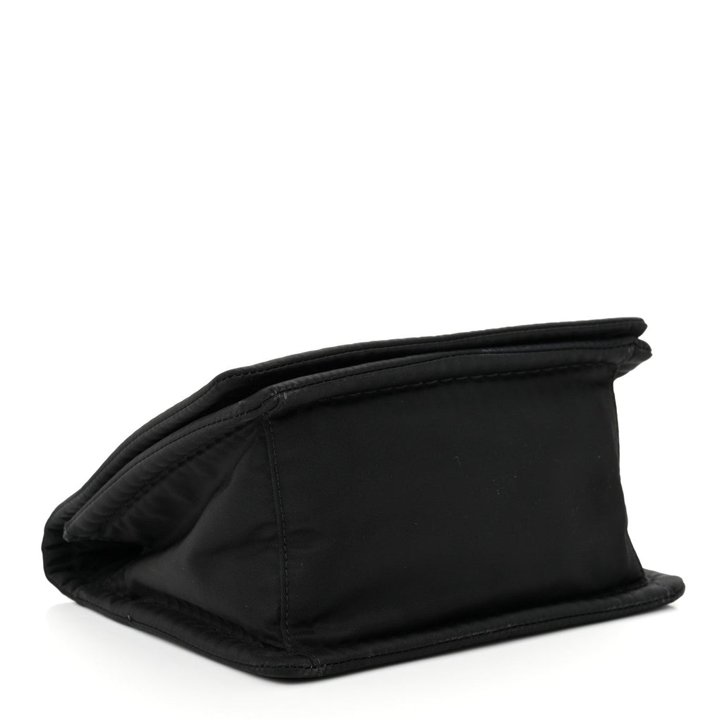 Tessuto Nylon Chain Flap Shoulder Bag Black