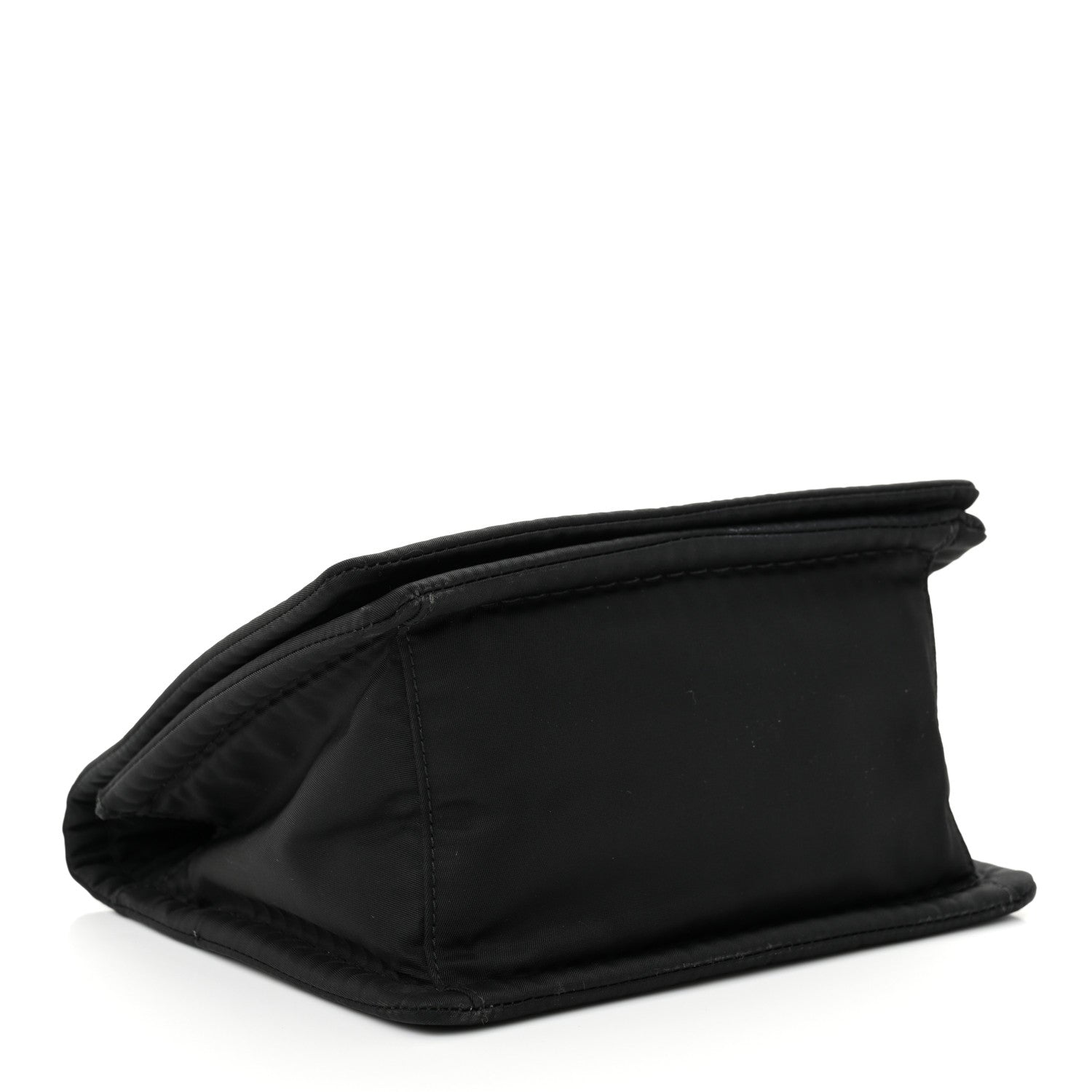 Tessuto Nylon Chain Flap Shoulder Bag Black