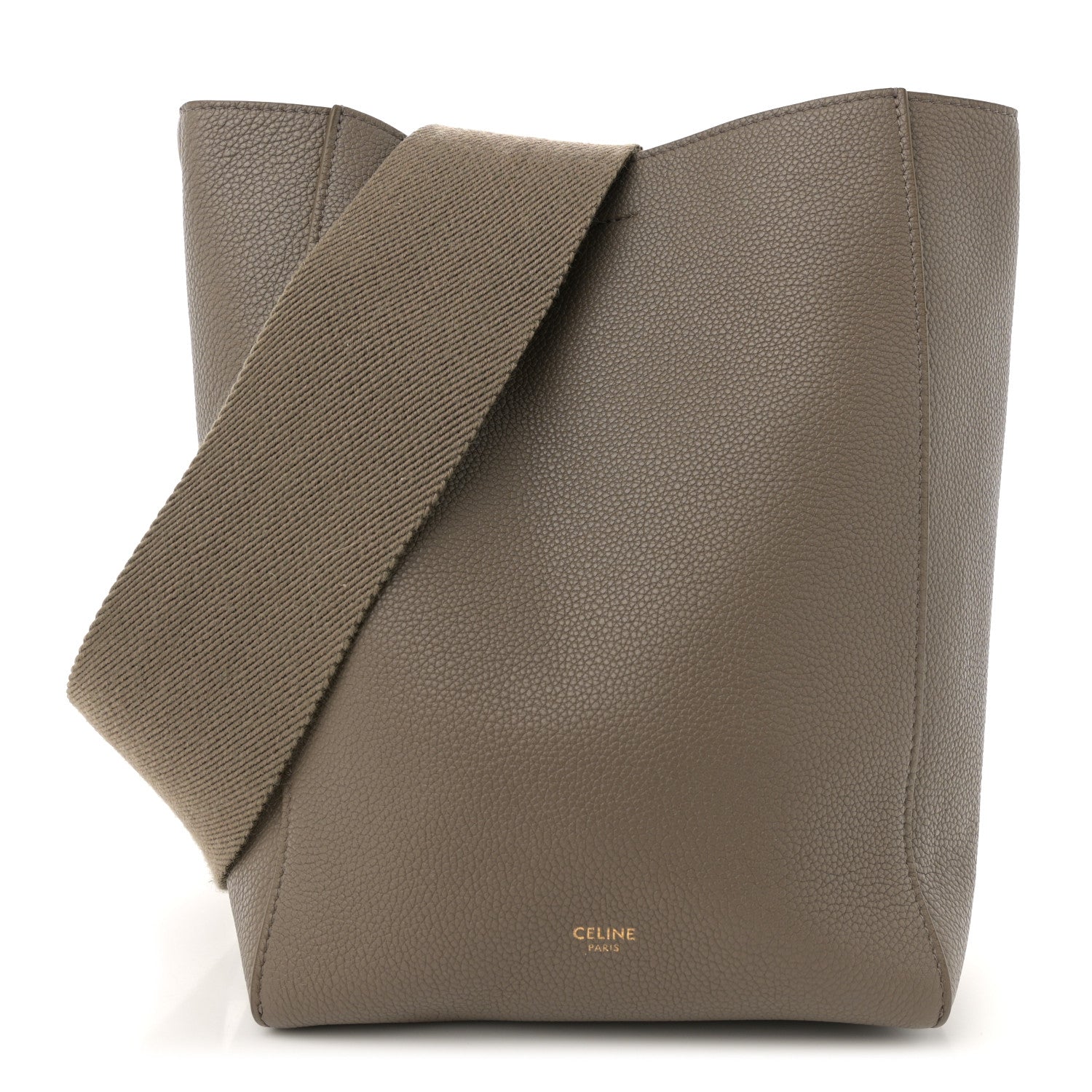 Soft Grained Calfskin Small Sangle Bucket Bag Taupe