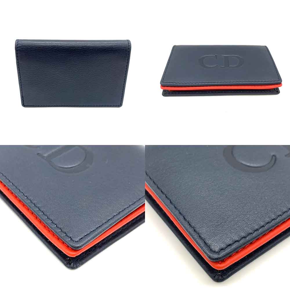 Dior Leather  Case Navy Red