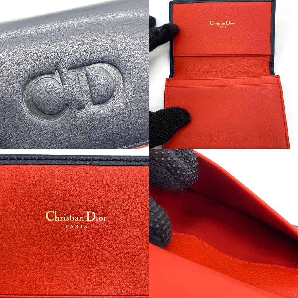 Dior Leather  Case Navy Red