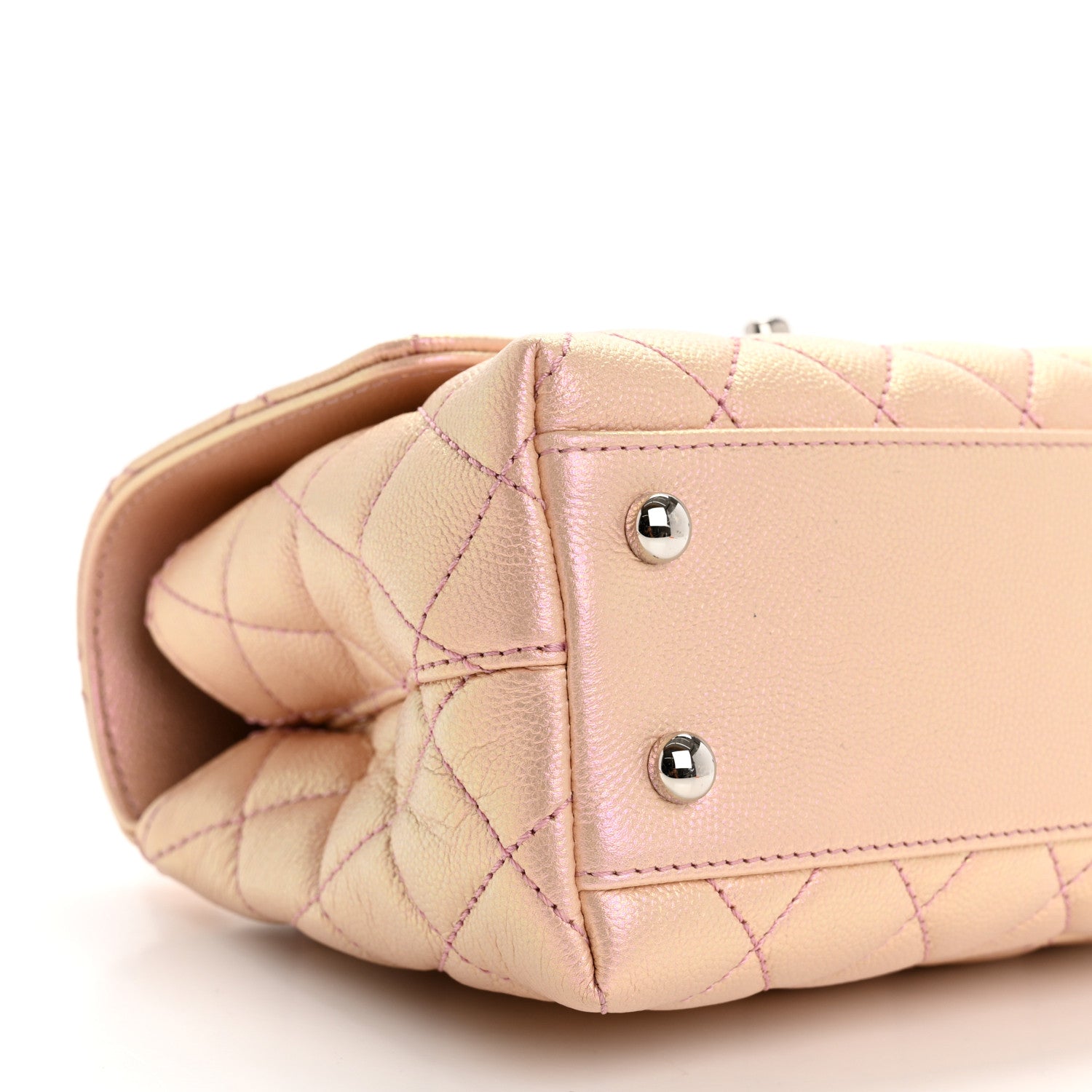 Iridescent Caviar Quilted Mini Coco Handle Flap Light Pink