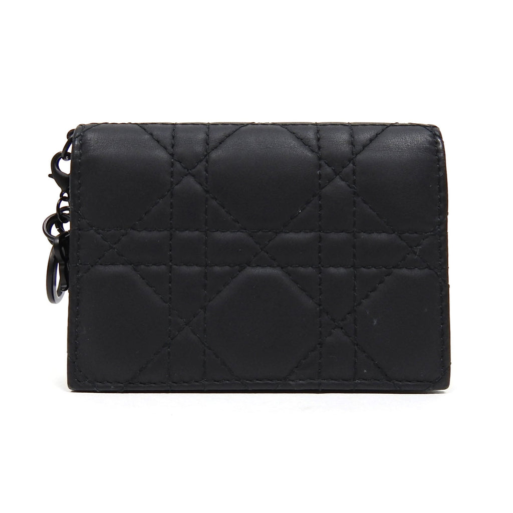 Christian Dior Black Mini Lady Dior Compact Wallet