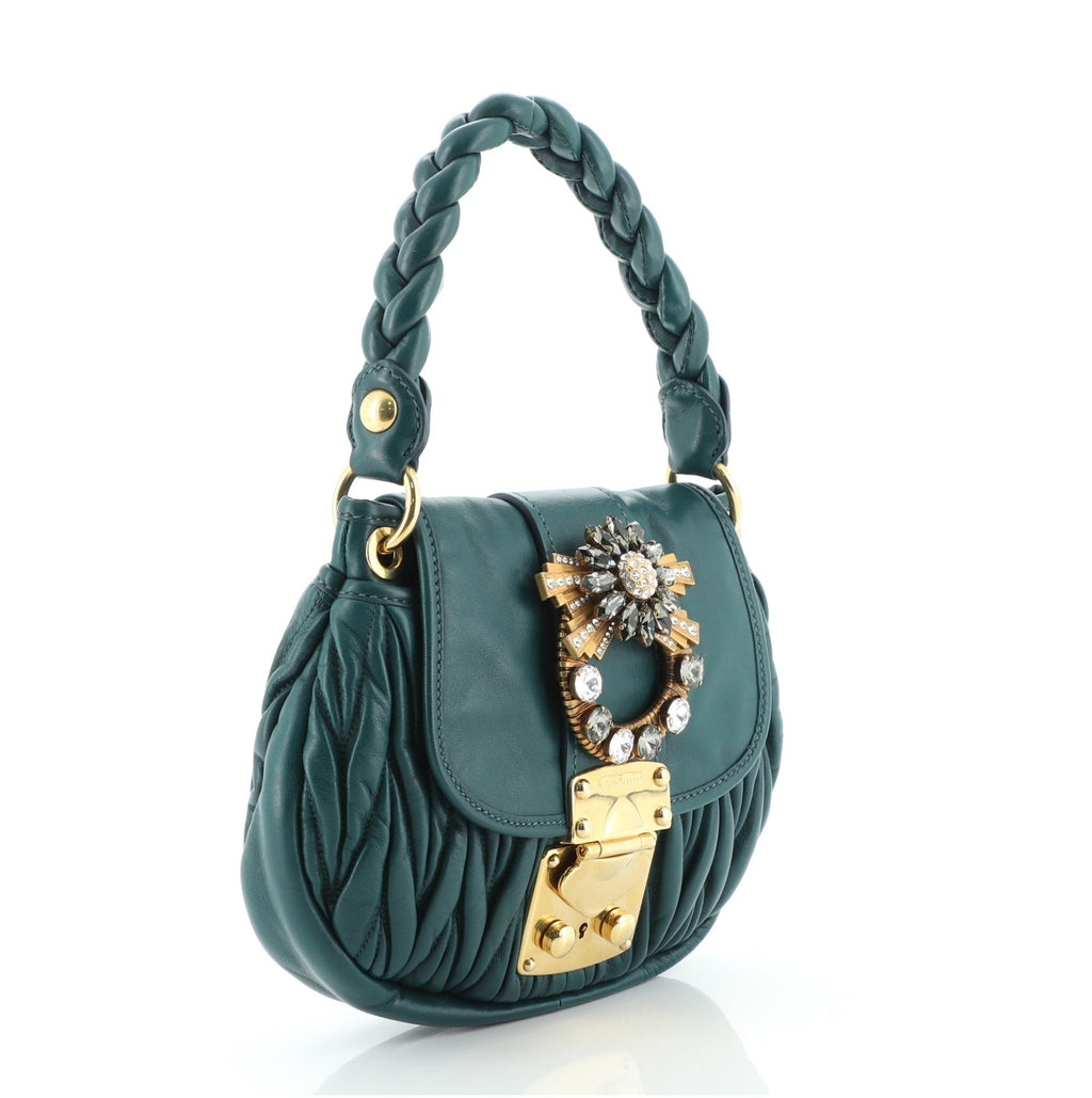 Crystal Coffer Flap Bag Matelasse Leather Mini