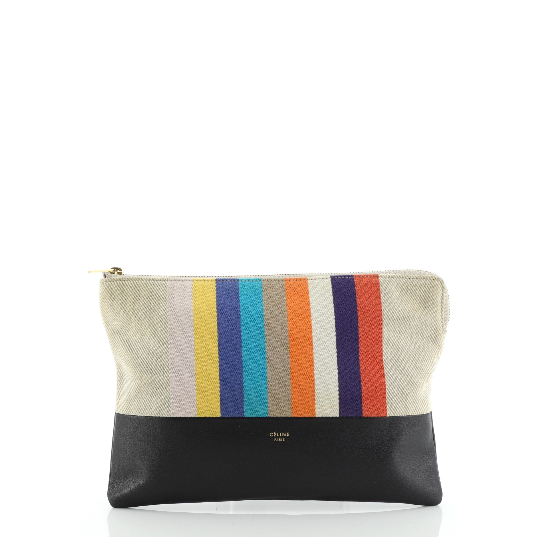 Solo Clutch Striped Canvas and Leather Small
