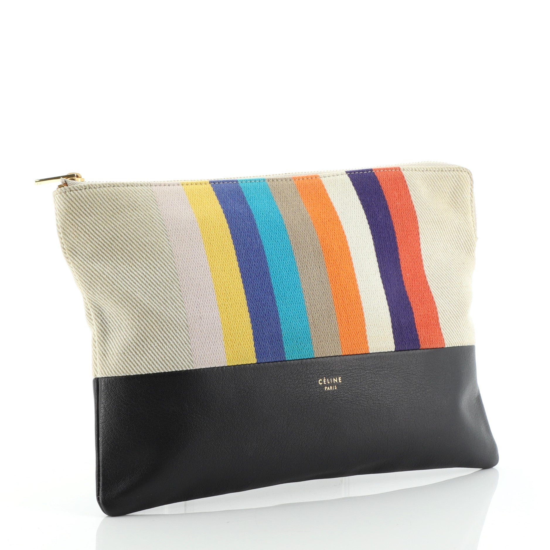 Solo Clutch Striped Canvas and Leather Small