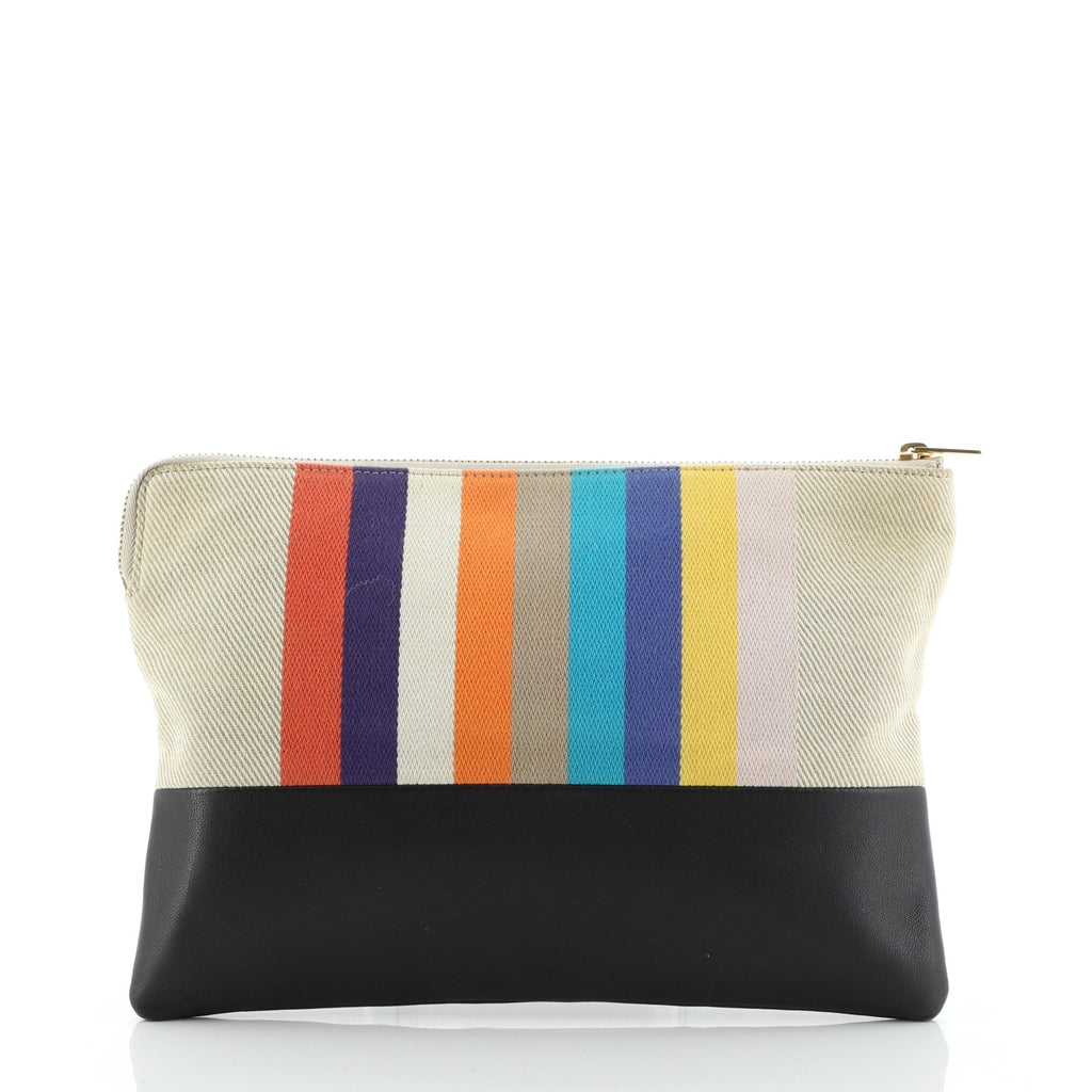 Solo Clutch Striped Canvas and Leather Small