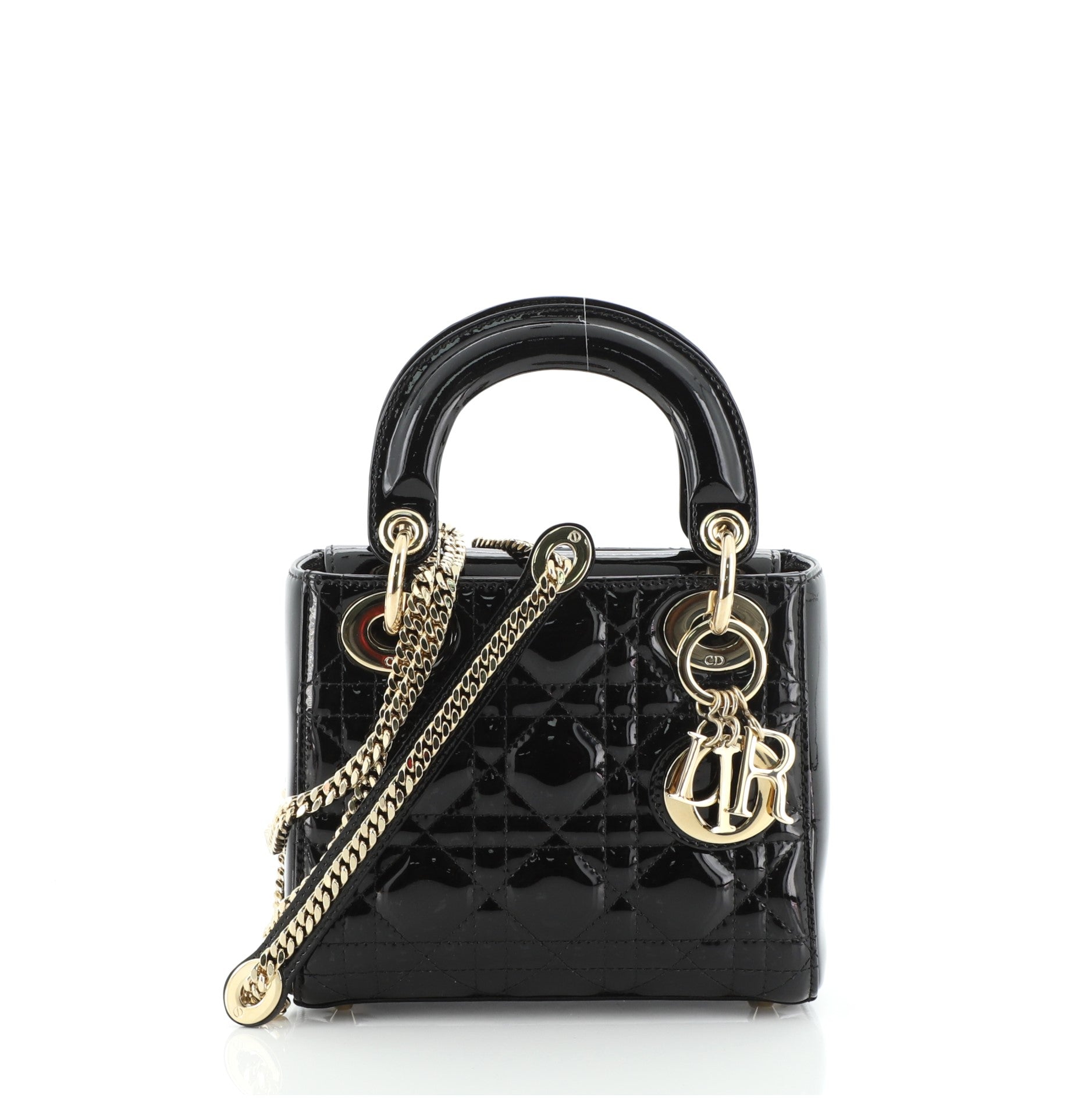 Lady Dior Chain Bag Cannage Quilt Patent Mini
