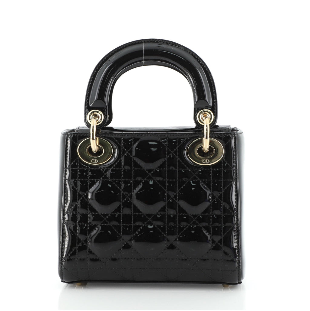 Lady Dior Chain Bag Cannage Quilt Patent Mini