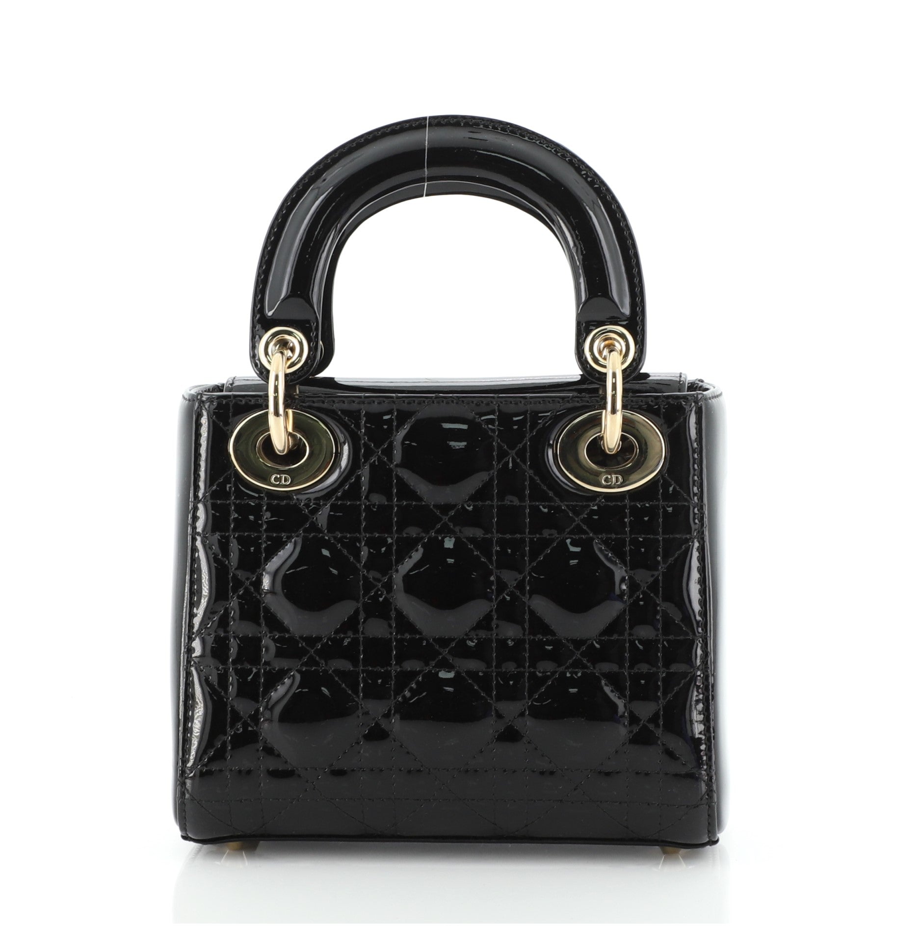 Lady Dior Chain Bag Cannage Quilt Patent Mini