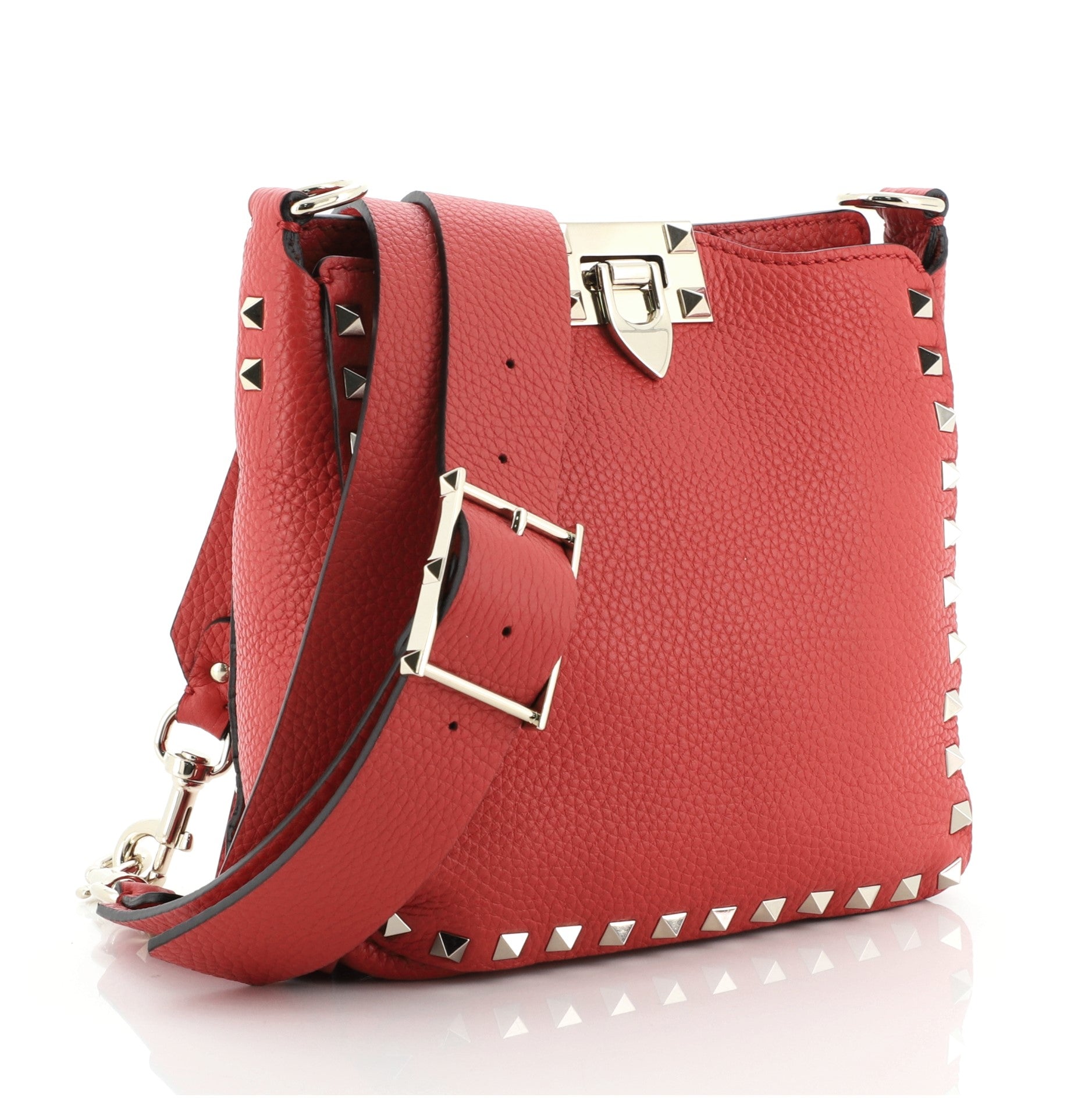 Rockstud Flip Lock Messenger Bag Leather Mini